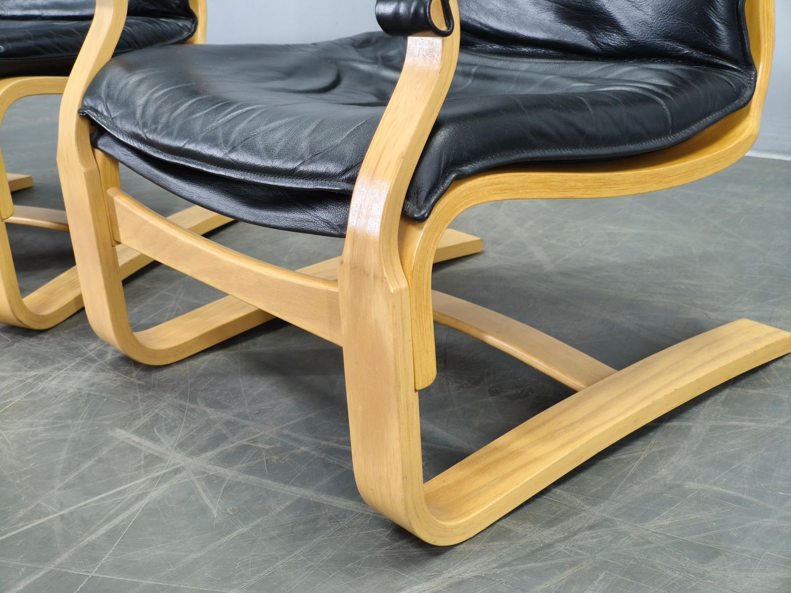 photo for sale Paar lederen lounge stoelen van Åke Fribytter voor Nelo Kroken, jaren 1960