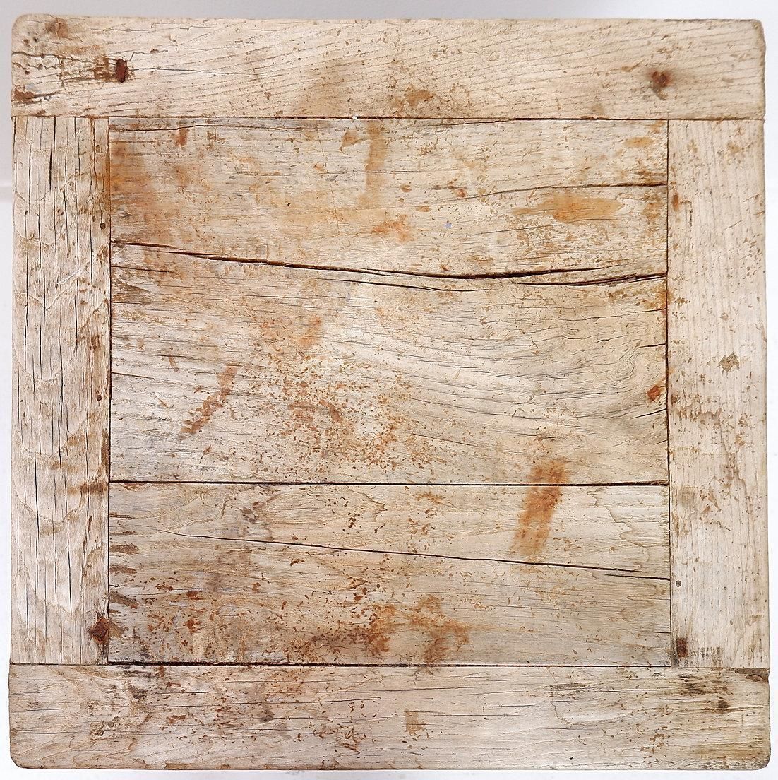 Rustic Farmhouse Side Table With Drawer, Wood And Metal, Circa 1960 photo Furniture