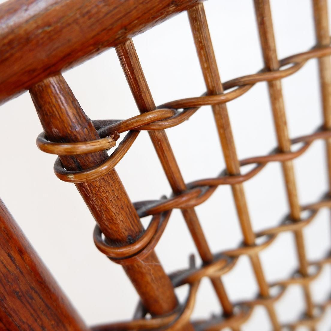 Jardin D'hiver High Back Armchair, Wood & Wicker, Mid Century Modern photo Furniture