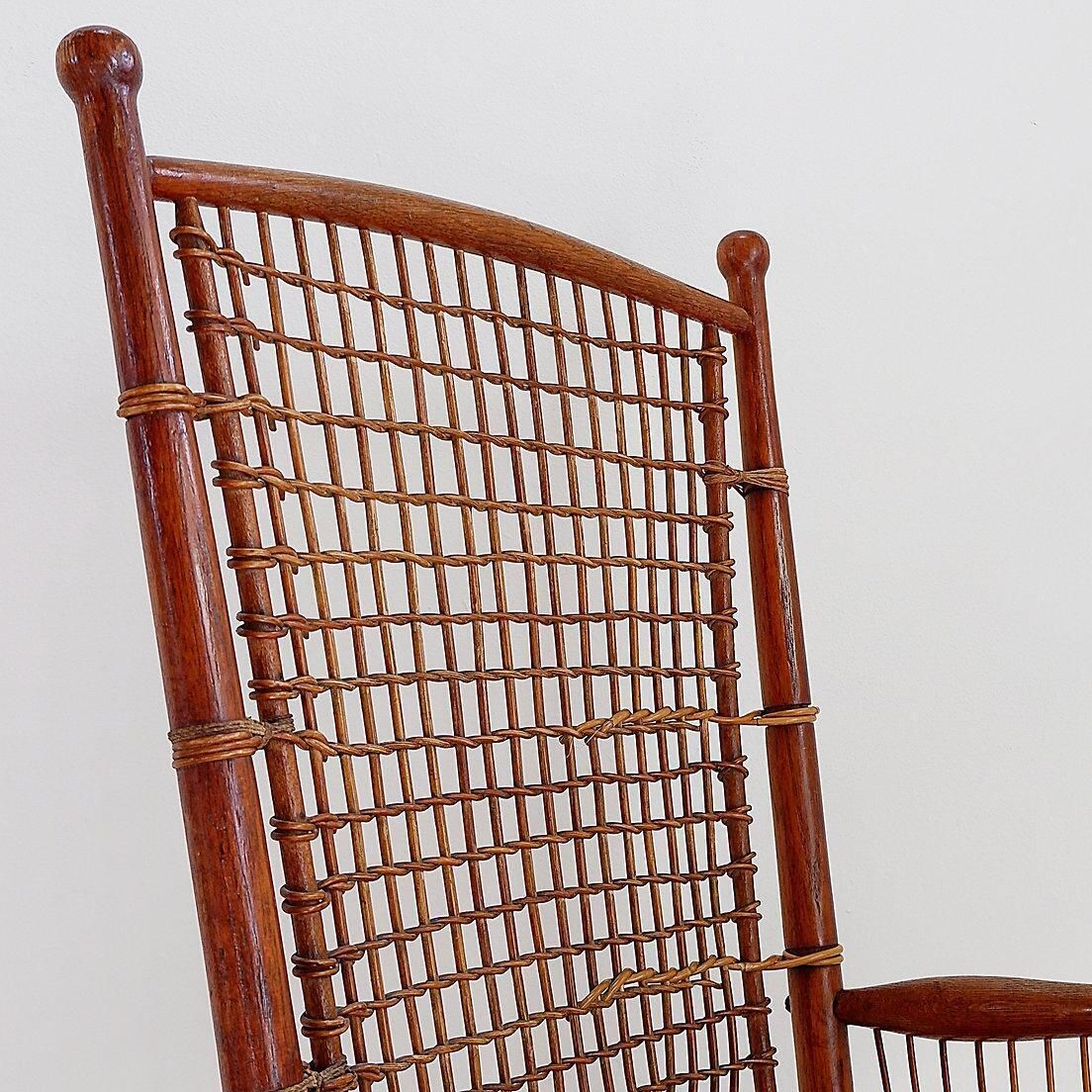 Jardin D'hiver High Back Armchair, Wood & Wicker, Mid Century Modern photo buy