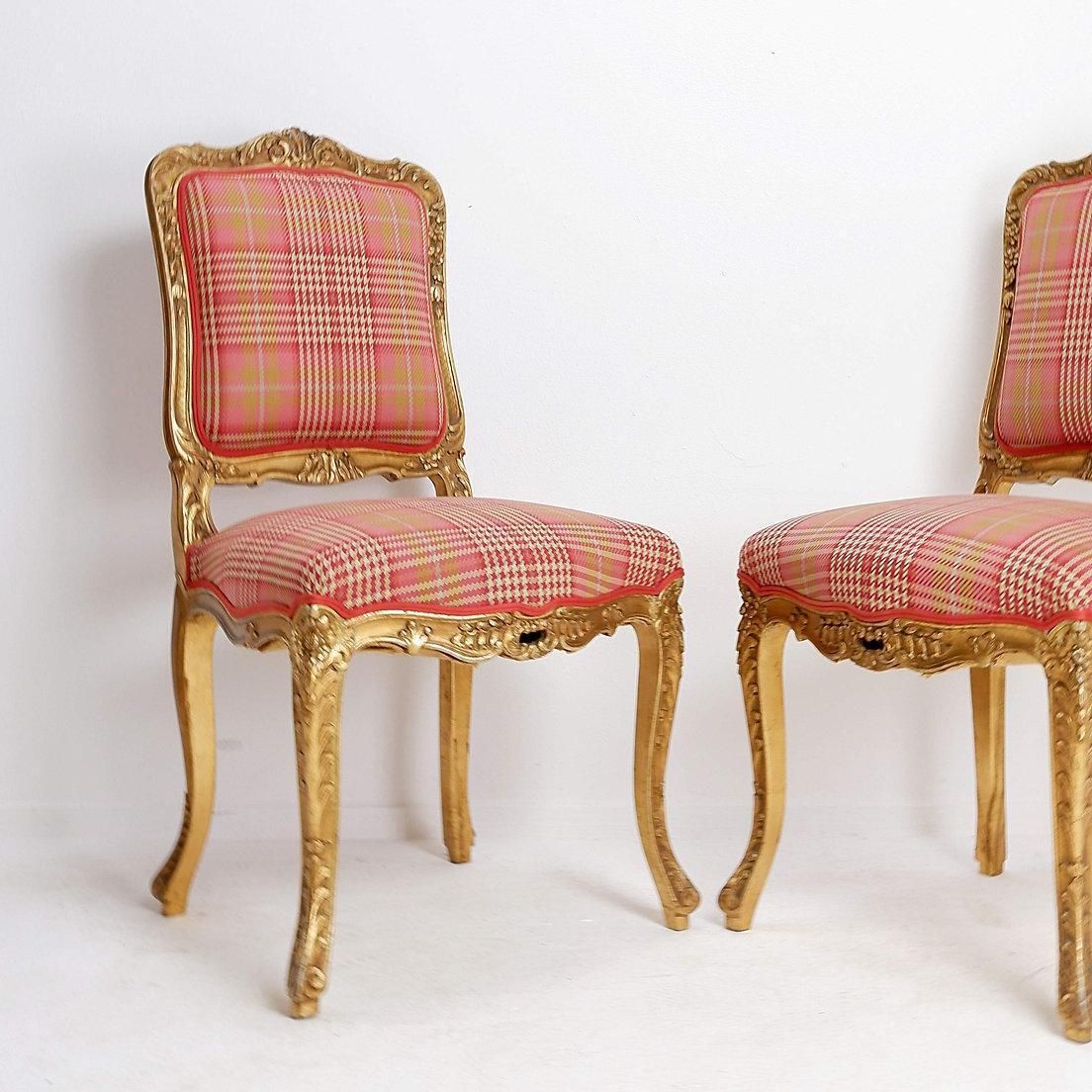 Louis XV Style Chairs, Wood And Fabric, Classic Design, 20th Century photo for sale