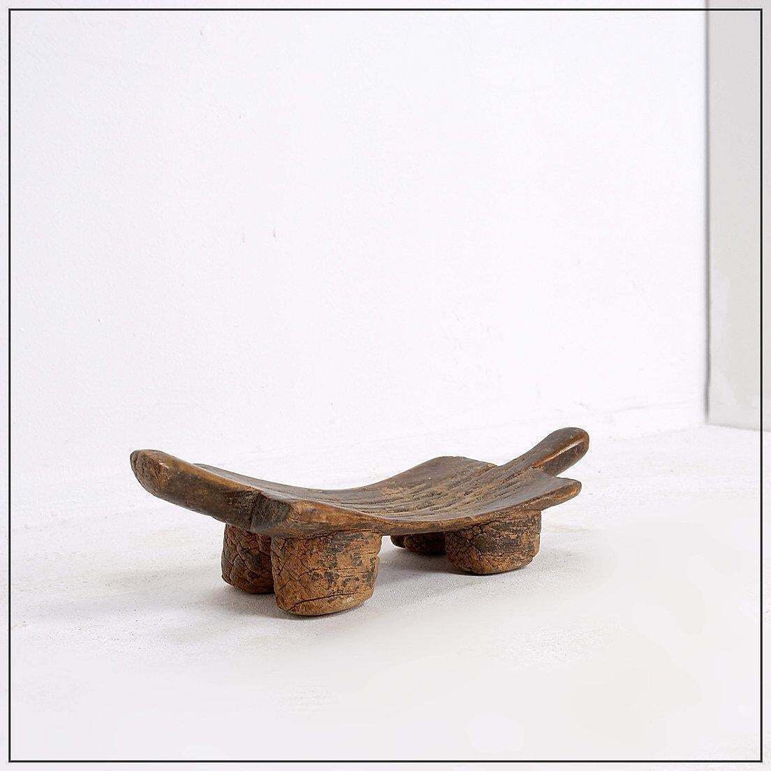 Senufo Hand Carved Wood Bench, Vintage African Stool, Mid 20th Century photo vintage
