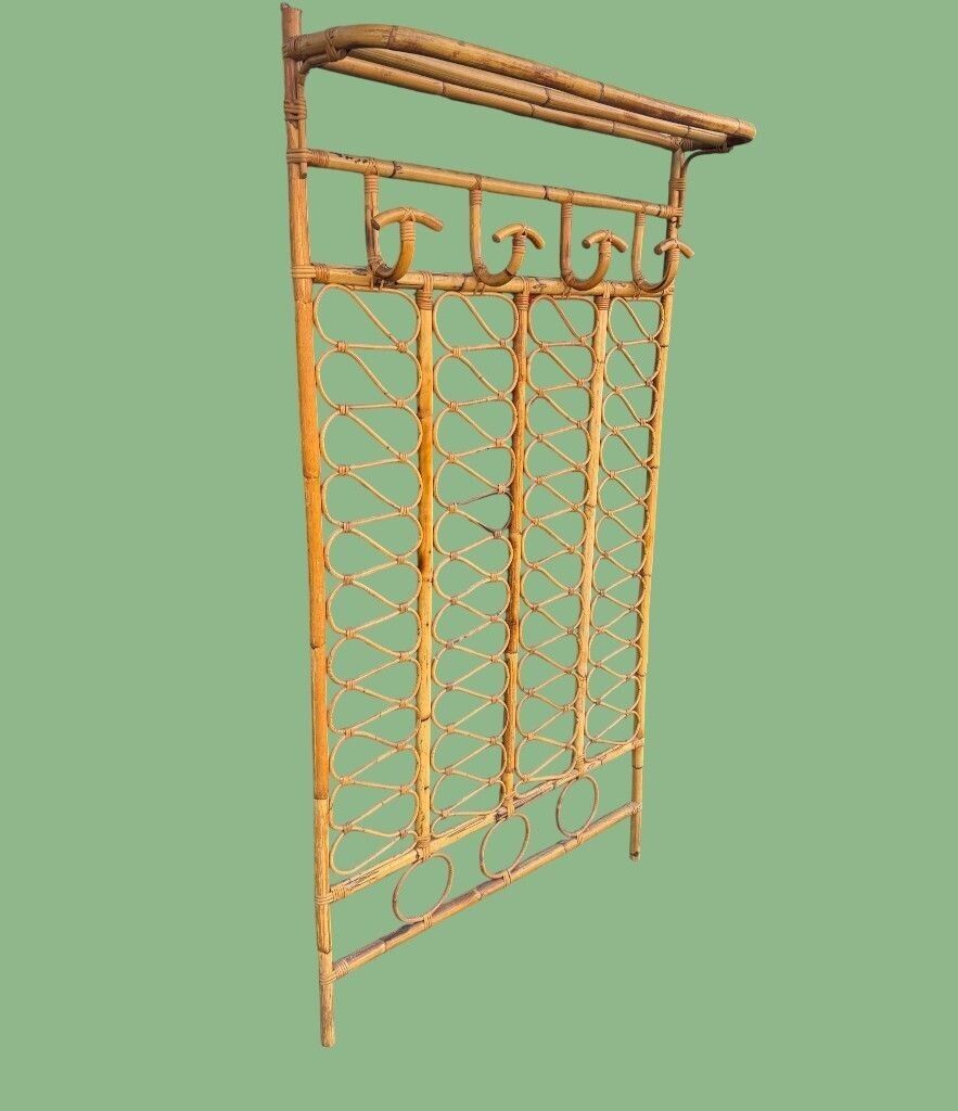 An Italian 1970s Full Length Bamboo Coat And Hat Rack With Top Shelf. photo furniture