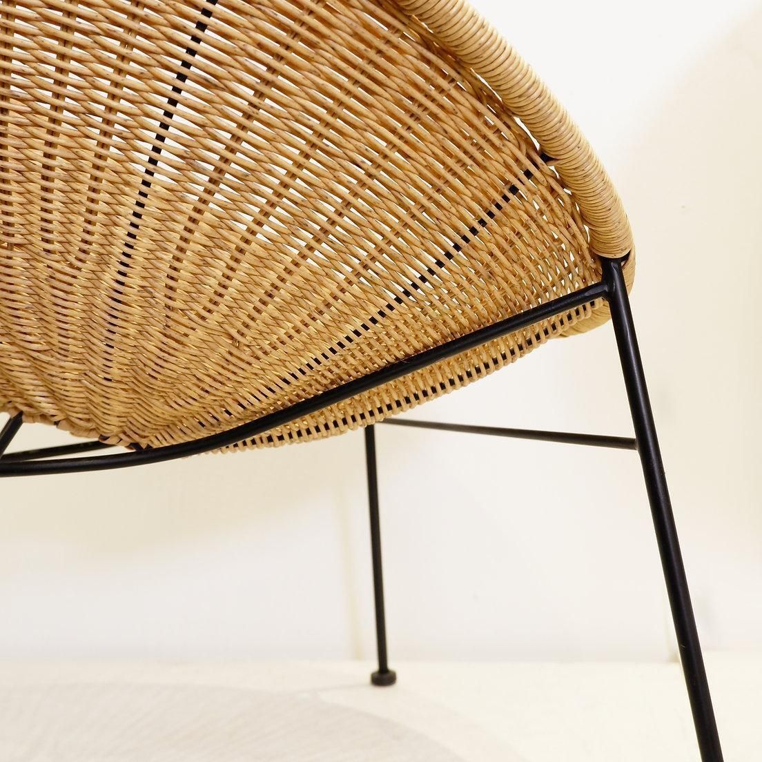photo furniture Bohemian Armchairs In Synthetic Wicker And Metal Frame, Circa 1990