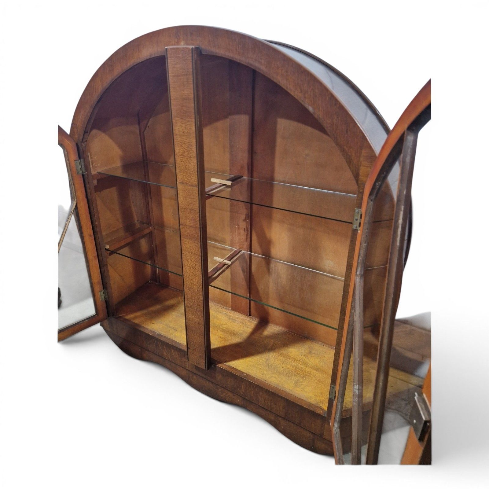 photo for sale Art Deco Porthole Display Cabinet Glazed Mahogany Lockable Vintage Double Door