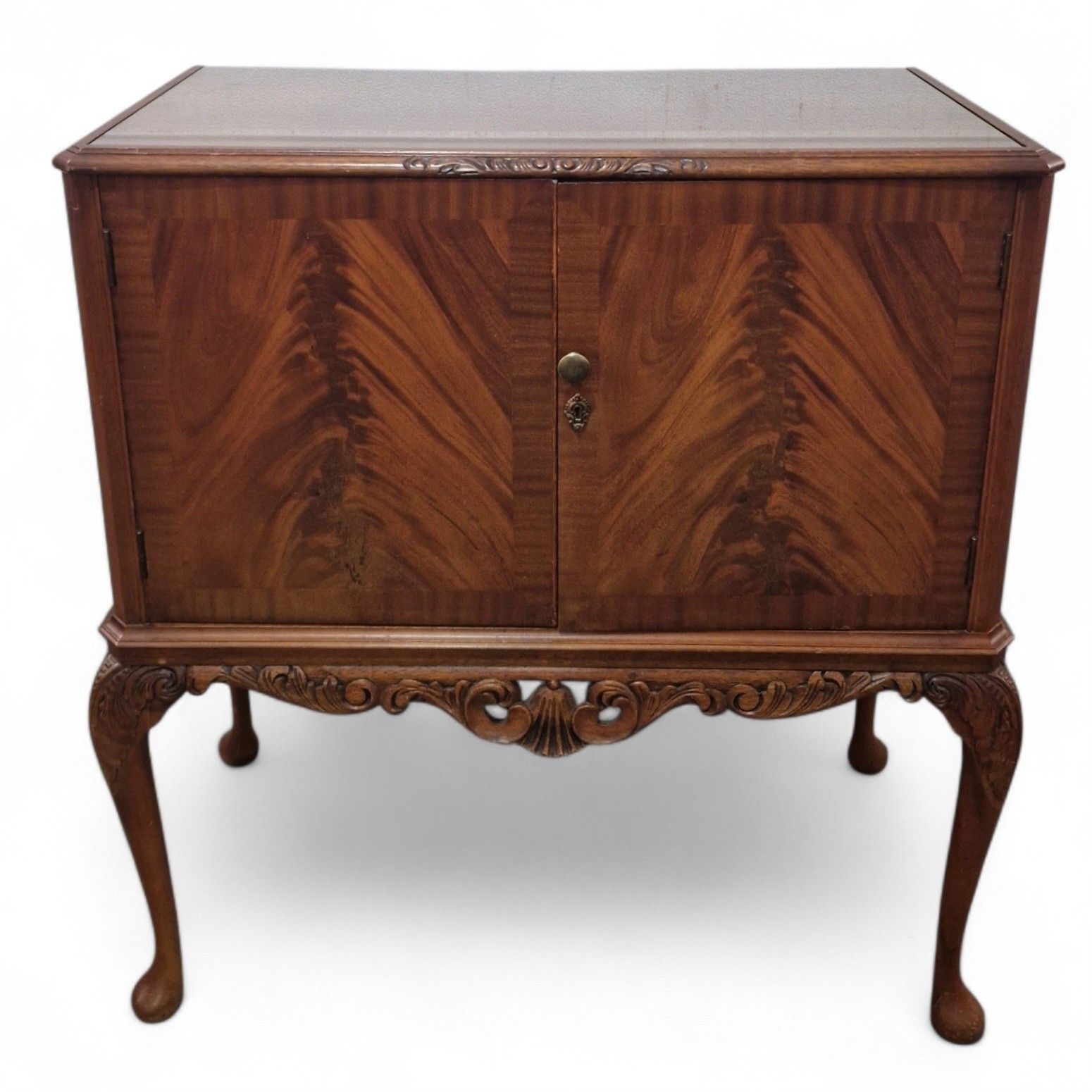 Queen Anne Style Drinks Cabinet Cocktail Mahogany Cabriole Legs Antique Style photo for sale