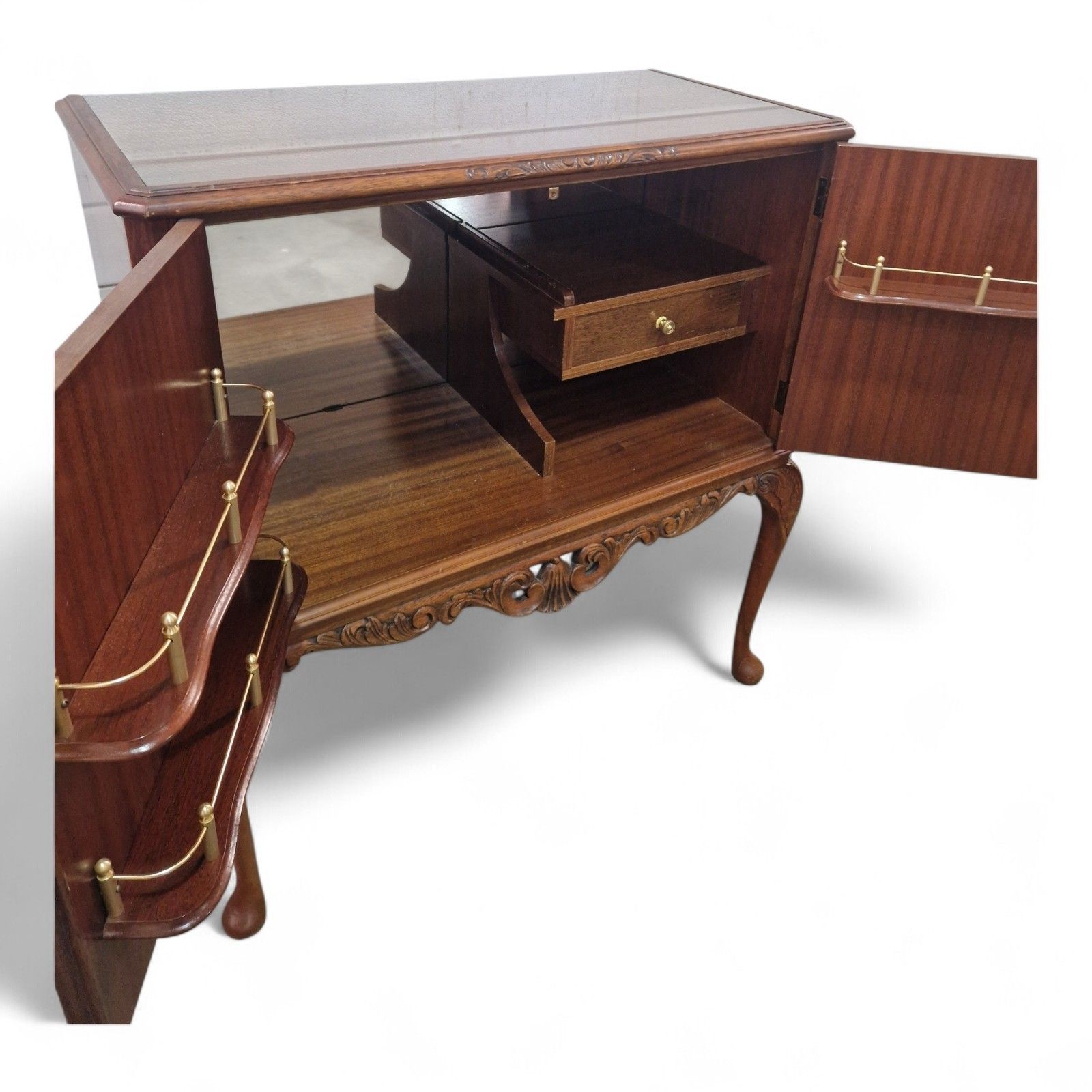 photo for sale Queen Anne Style Drinks Cabinet Cocktail Mahogany Cabriole Legs Antique Style