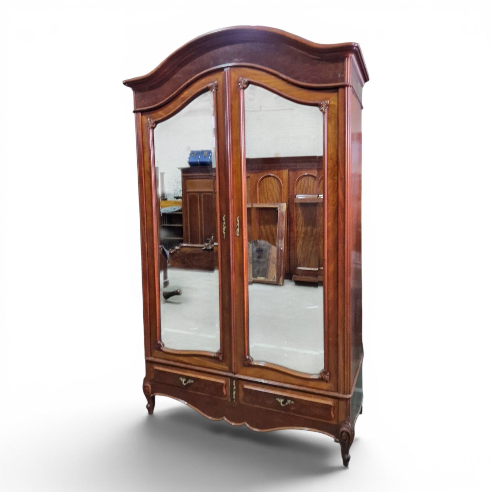 Large French Mirrored Armoire Wardrobe Double Door Hanging Closet Tall