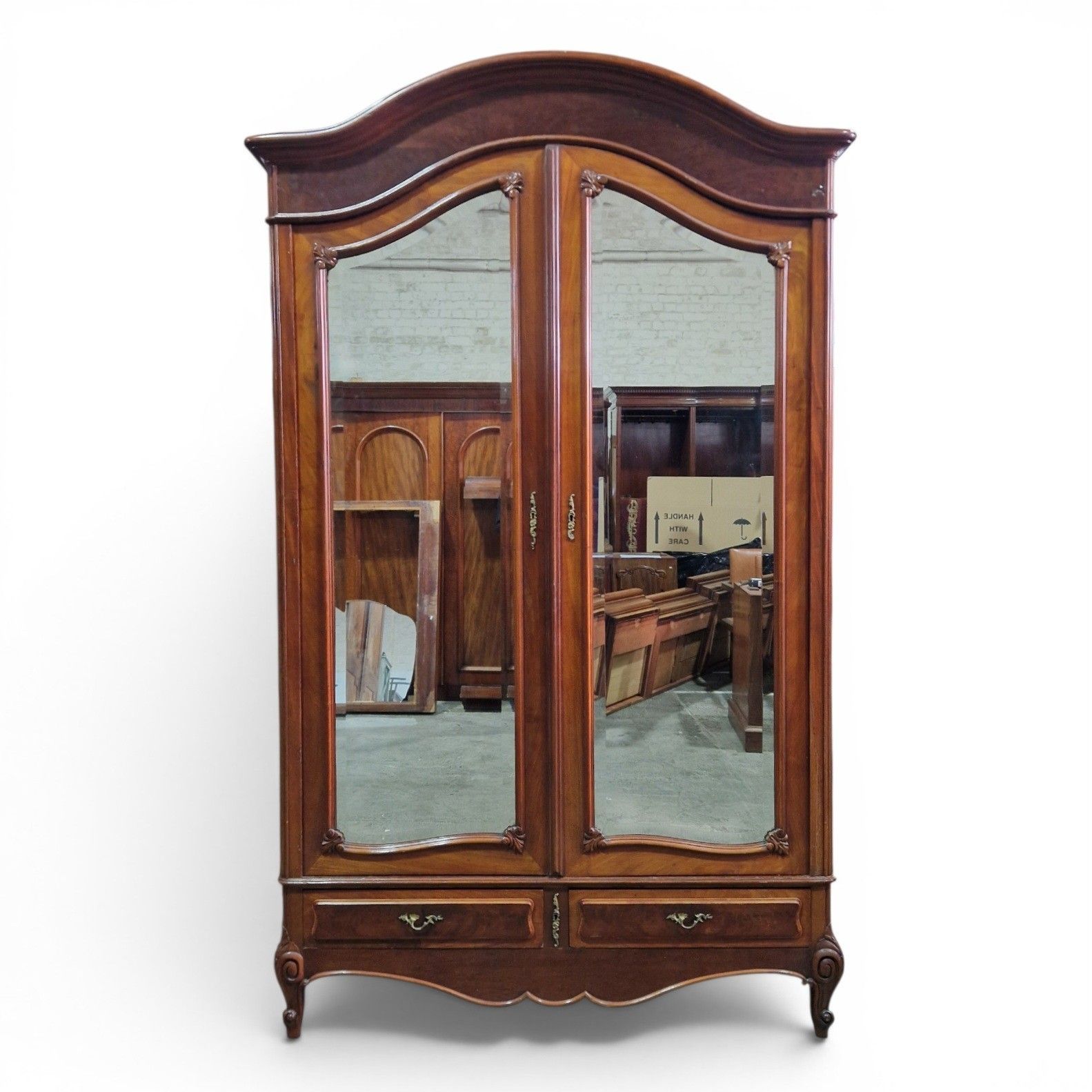 Large French Mirrored Armoire Wardrobe Double Door Hanging Closet Tall photo buy