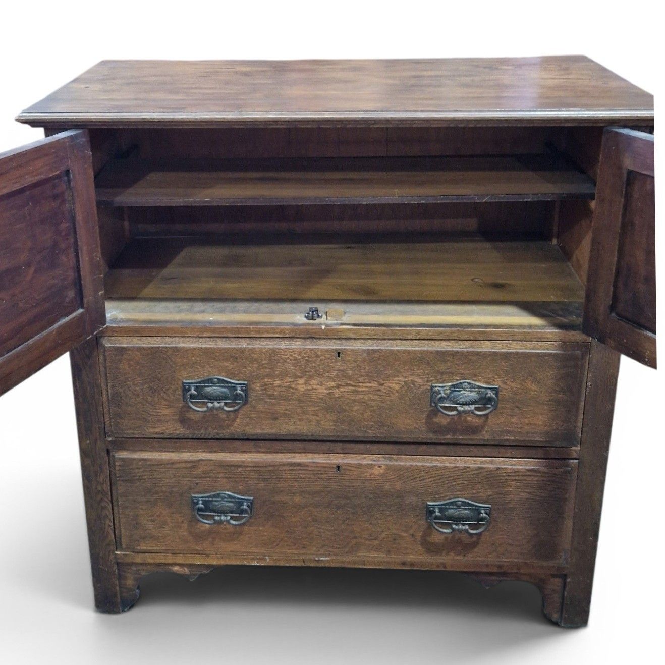 Arts & Crafts Oak Millinery Cabinet Linen Cupboard Storage Cabinet Drawers photo furniture
