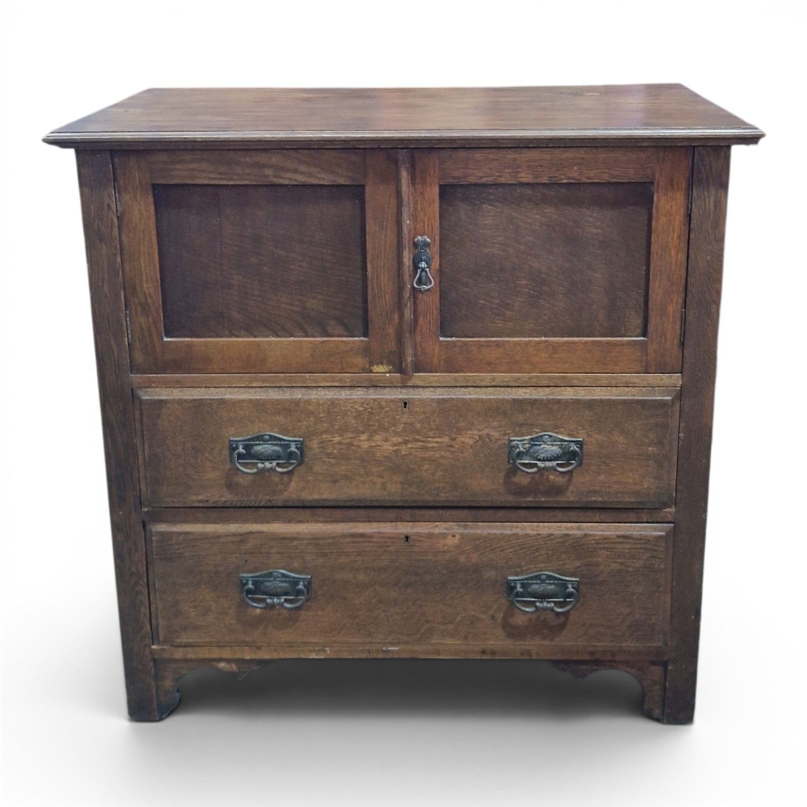 Arts & Crafts Oak Millinery Cabinet Linen Cupboard Storage Cabinet Drawers photo Furniture