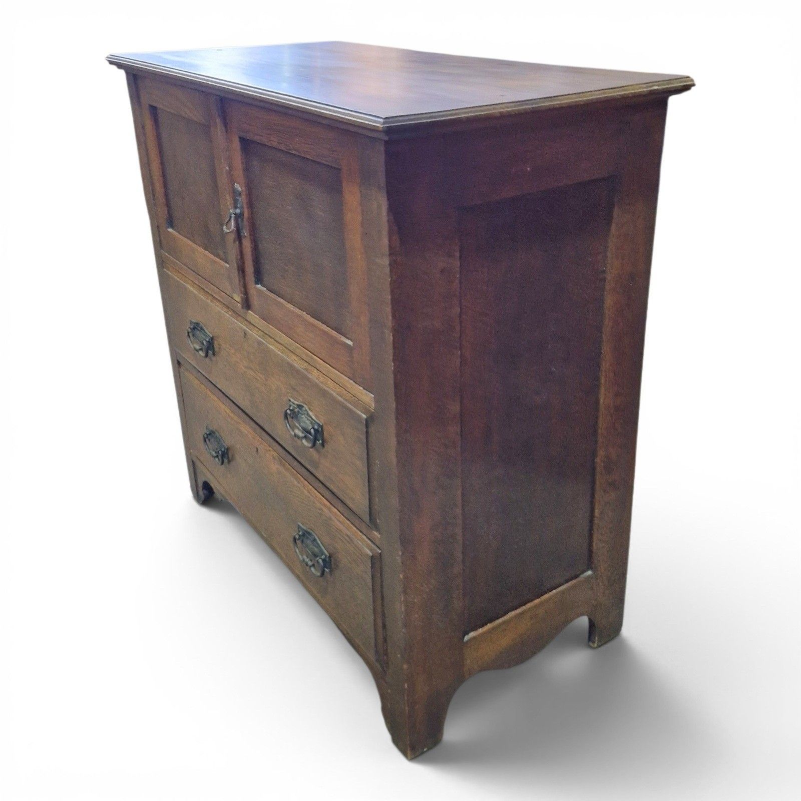 photo vintage Arts & Crafts Oak Millinery Cabinet Linen Cupboard Storage Cabinet Drawers