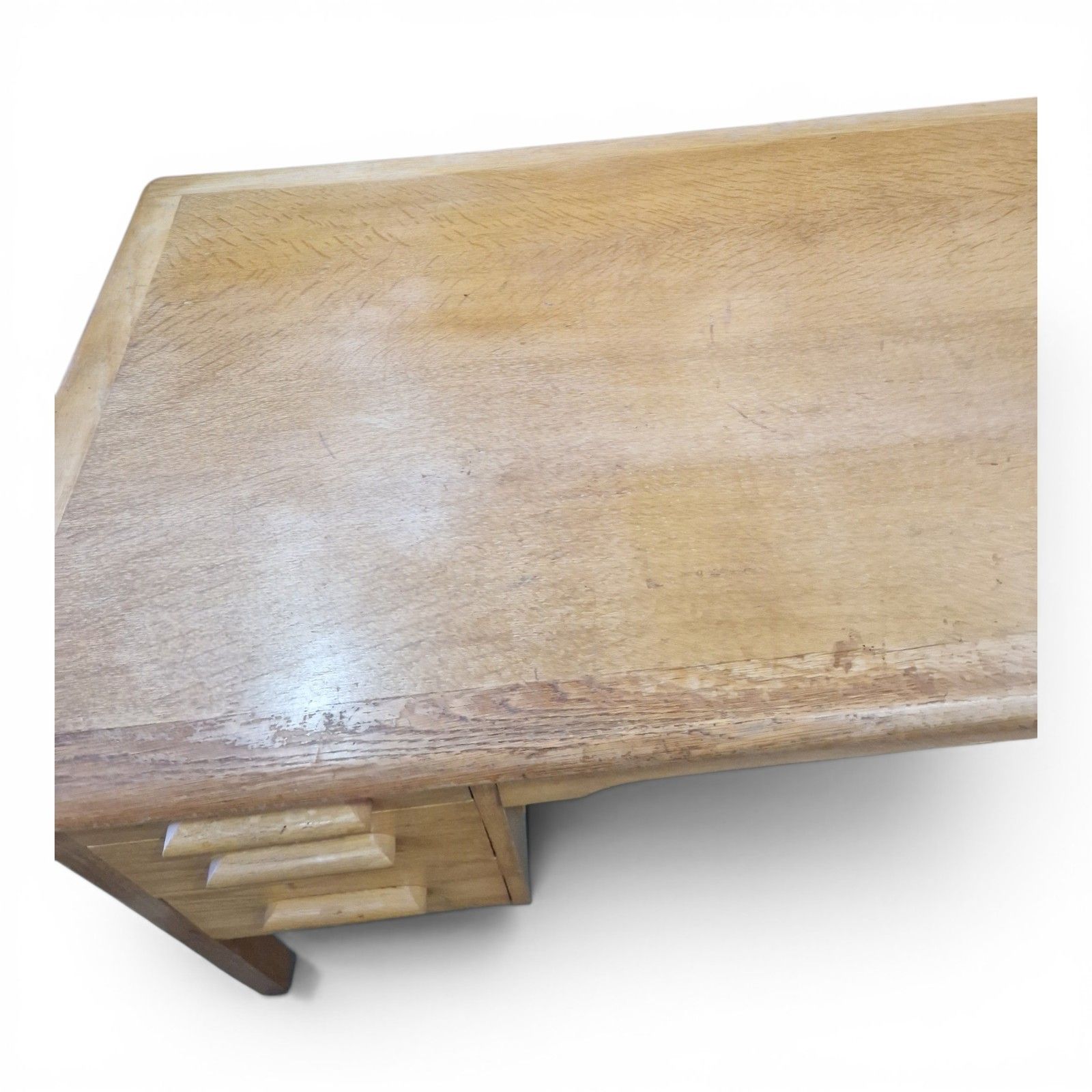 Abbess Light Oak Desk Early 20th Century Large Kneehole Office Table Drawers photo buy