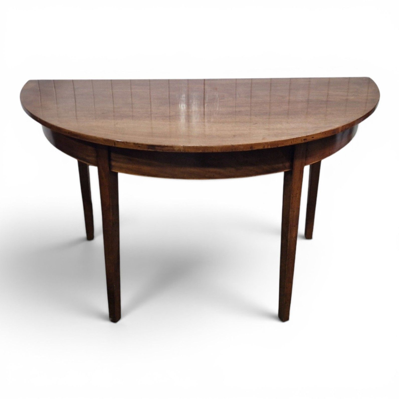 395.0 Georgian Mahogany D End Dining Table Demi Lune Pair Console Tables Antique photo