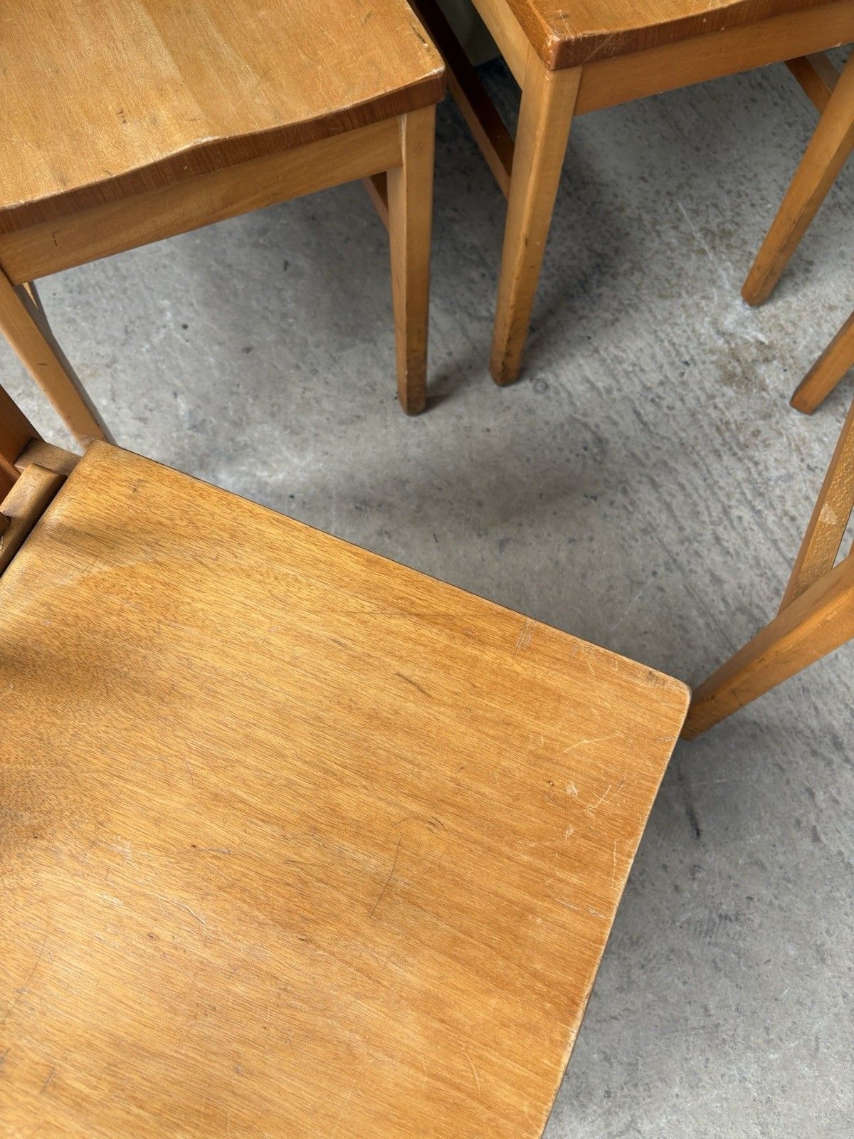 Furniture Vtg Mid Century Set Of 4 Solid Beech Church Dining Chairs Scandi Danish R1193 photo