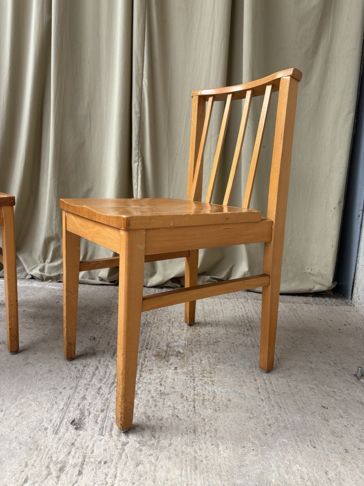 Vtg Mid Century 2 Pair Of Solid Beech Church Dining Chairs Scandi Danish R1192 photo vinterior