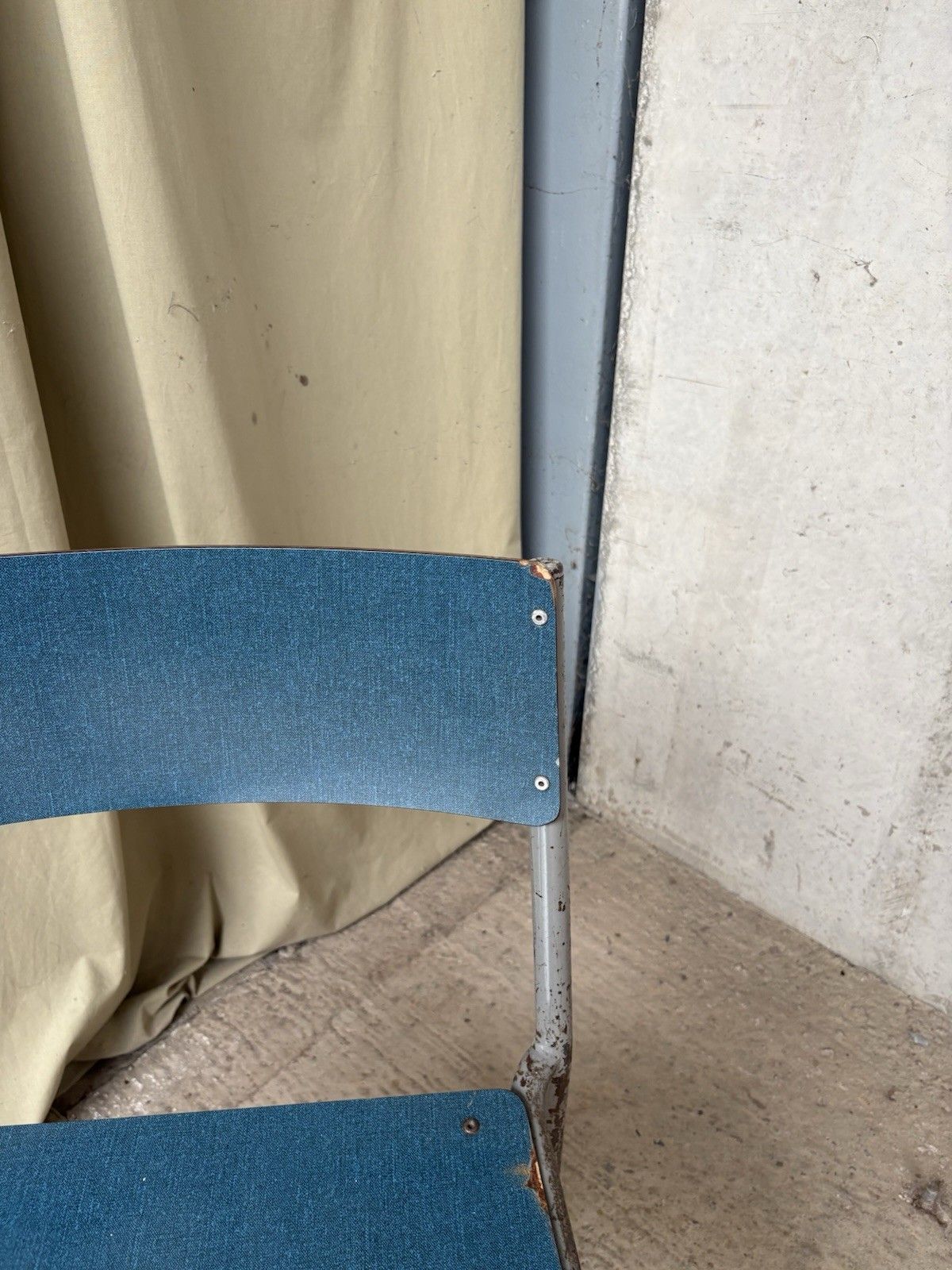 Vtg Mid Century Industrial Metal Set Of 2 Stacking Dining Chairs Retro R1195 photo vintage