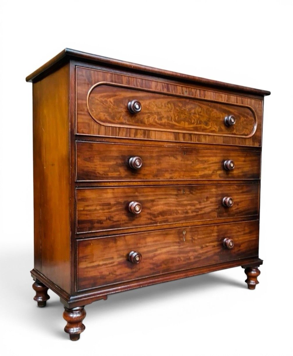 Antique Mahogany Chest Of Drawers Superior Quality Victorian Feathered Inlay photo buy