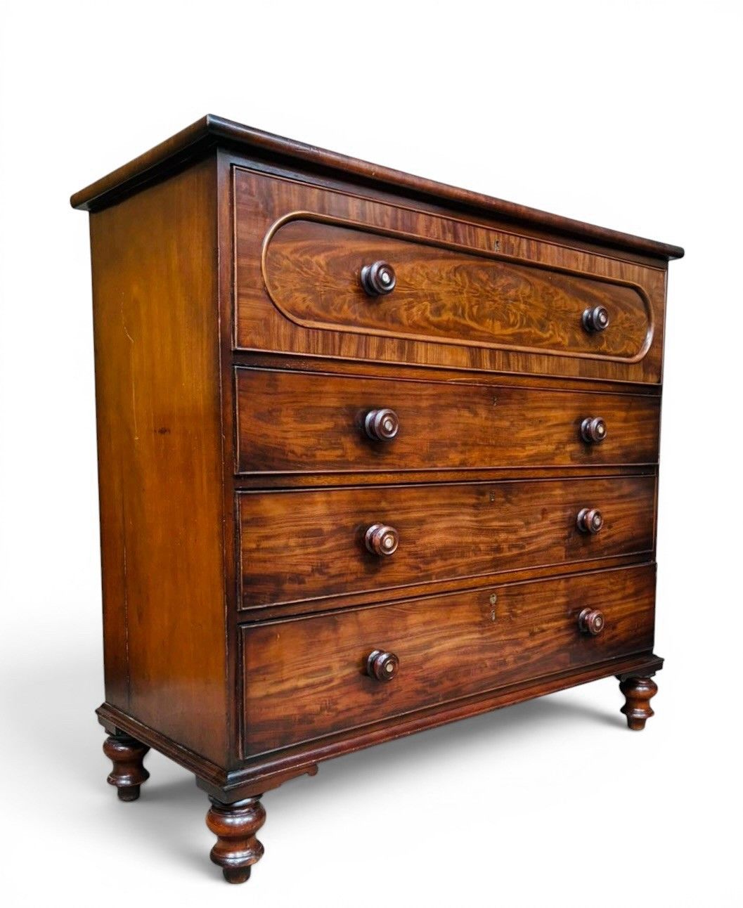photo furniture Antique Mahogany Chest Of Drawers Superior Quality Victorian Feathered Inlay