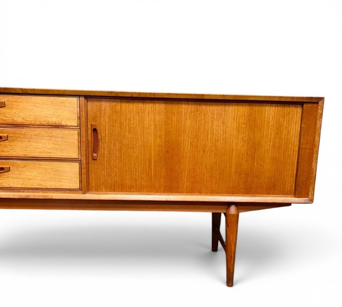 photo for sale Swedish Omer Lefevre Meubelabriek Teak Sideboard Tambour Door Rare Mid Century