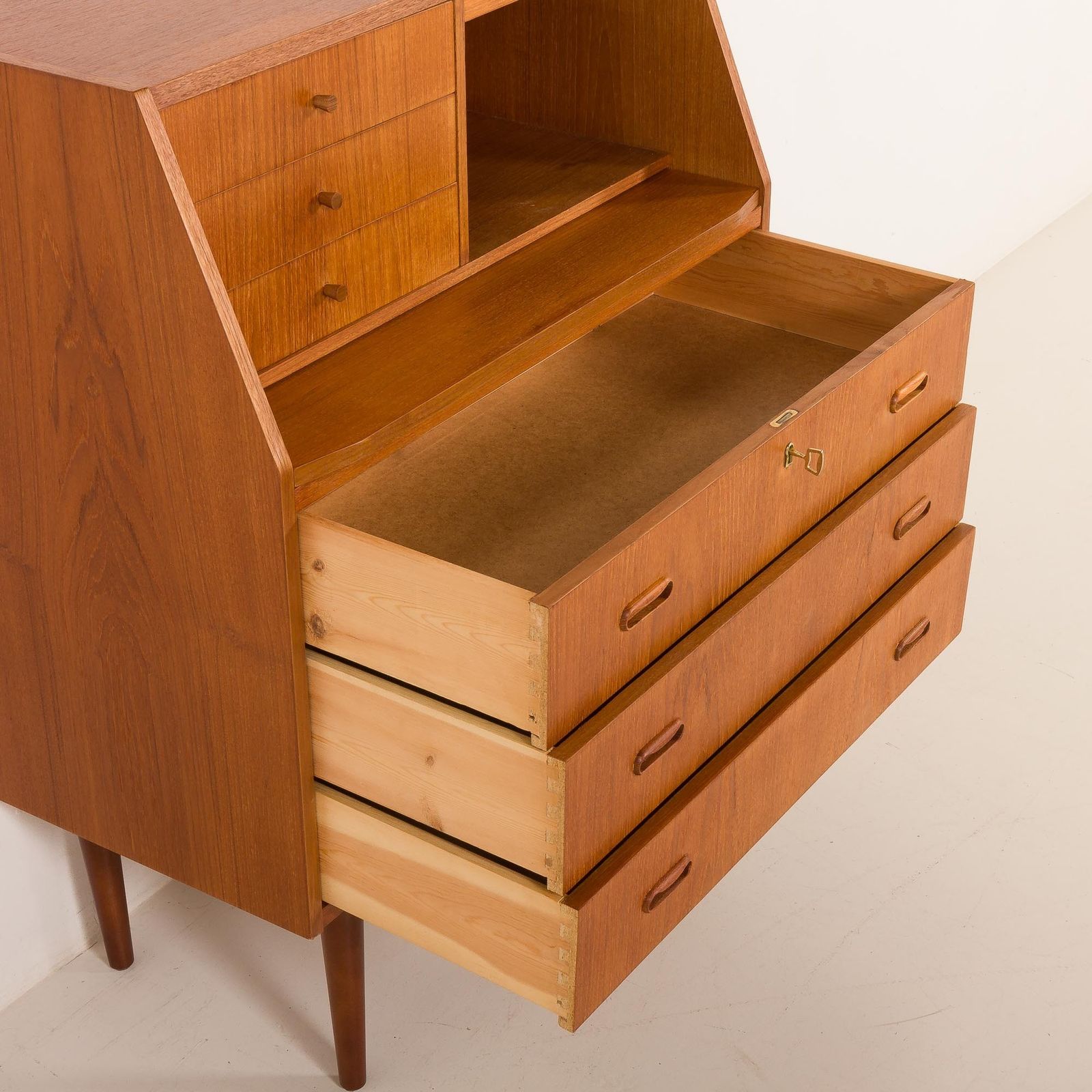 Furniture Danish Teak Secretaire With Hidden Vanity, 1960s photo