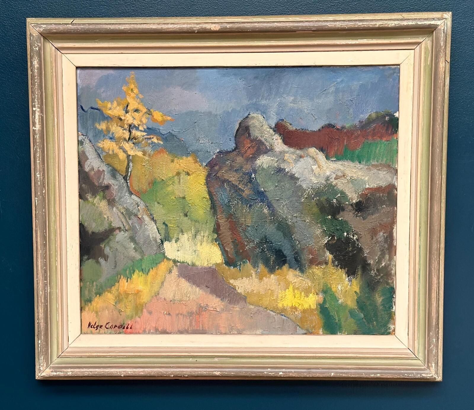 Original Swedish Oil On Canvas – Höstmotiv Från Koön – Helge Cardell – Vintage & Framed 75 × 85 Cm (29.5" × 33.5") photo furniture