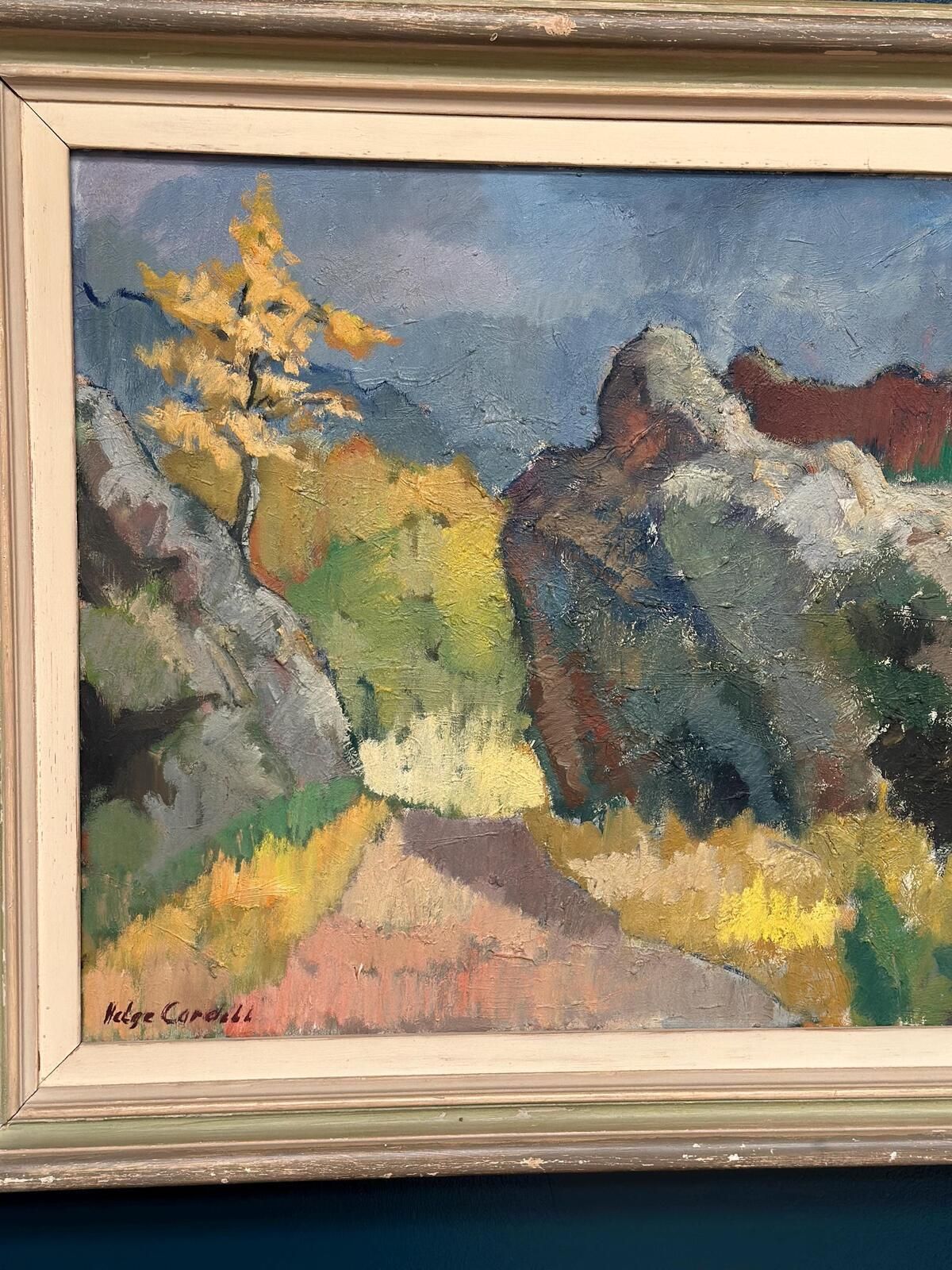 Original Swedish Oil On Canvas – Höstmotiv Från Koön – Helge Cardell – Vintage & Framed 75 × 85 Cm (29.5" × 33.5") photo vinterior