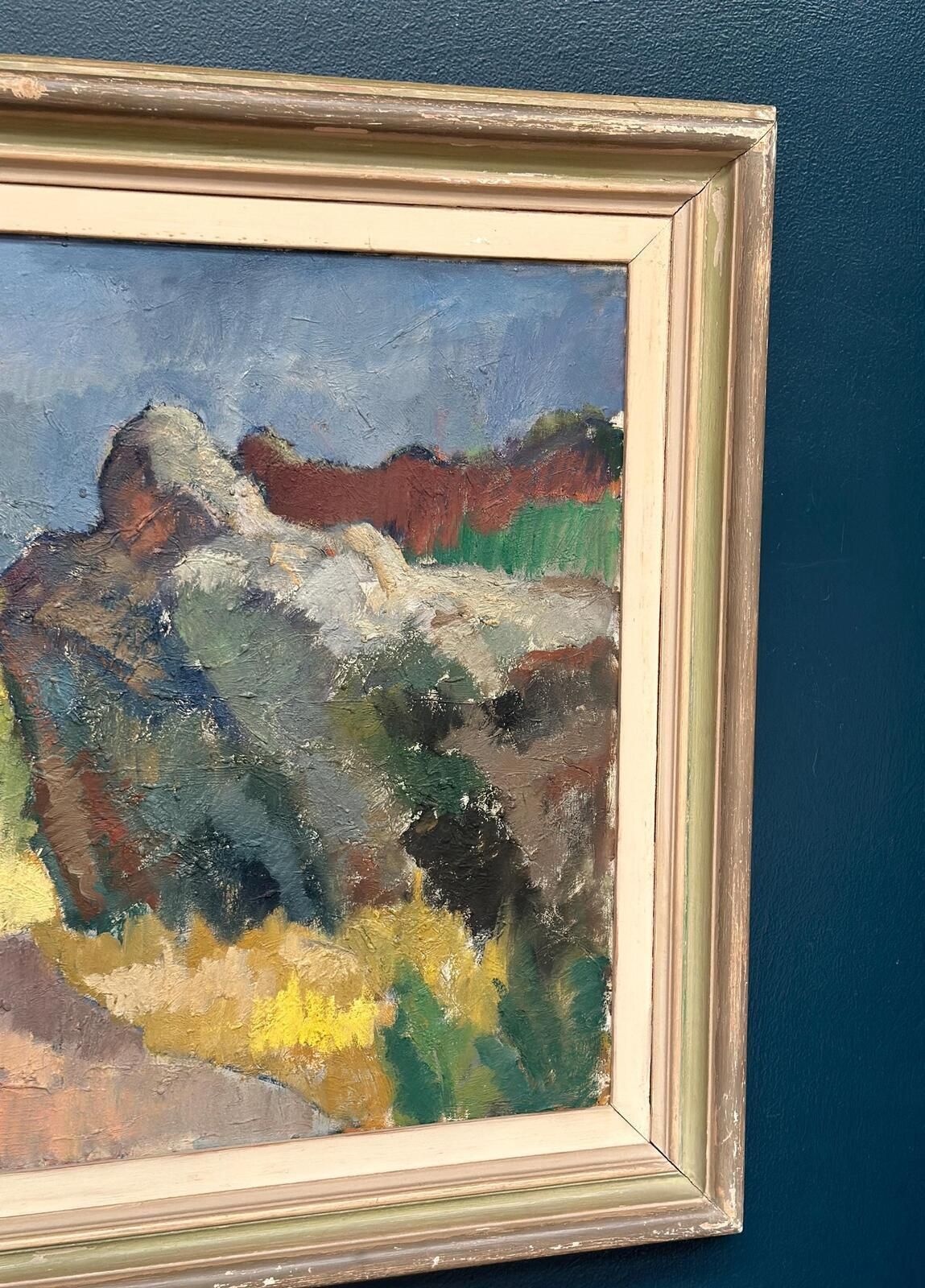 Original Swedish Oil On Canvas – Höstmotiv Från Koön – Helge Cardell – Vintage & Framed 75 × 85 Cm (29.5" × 33.5") photo vintage