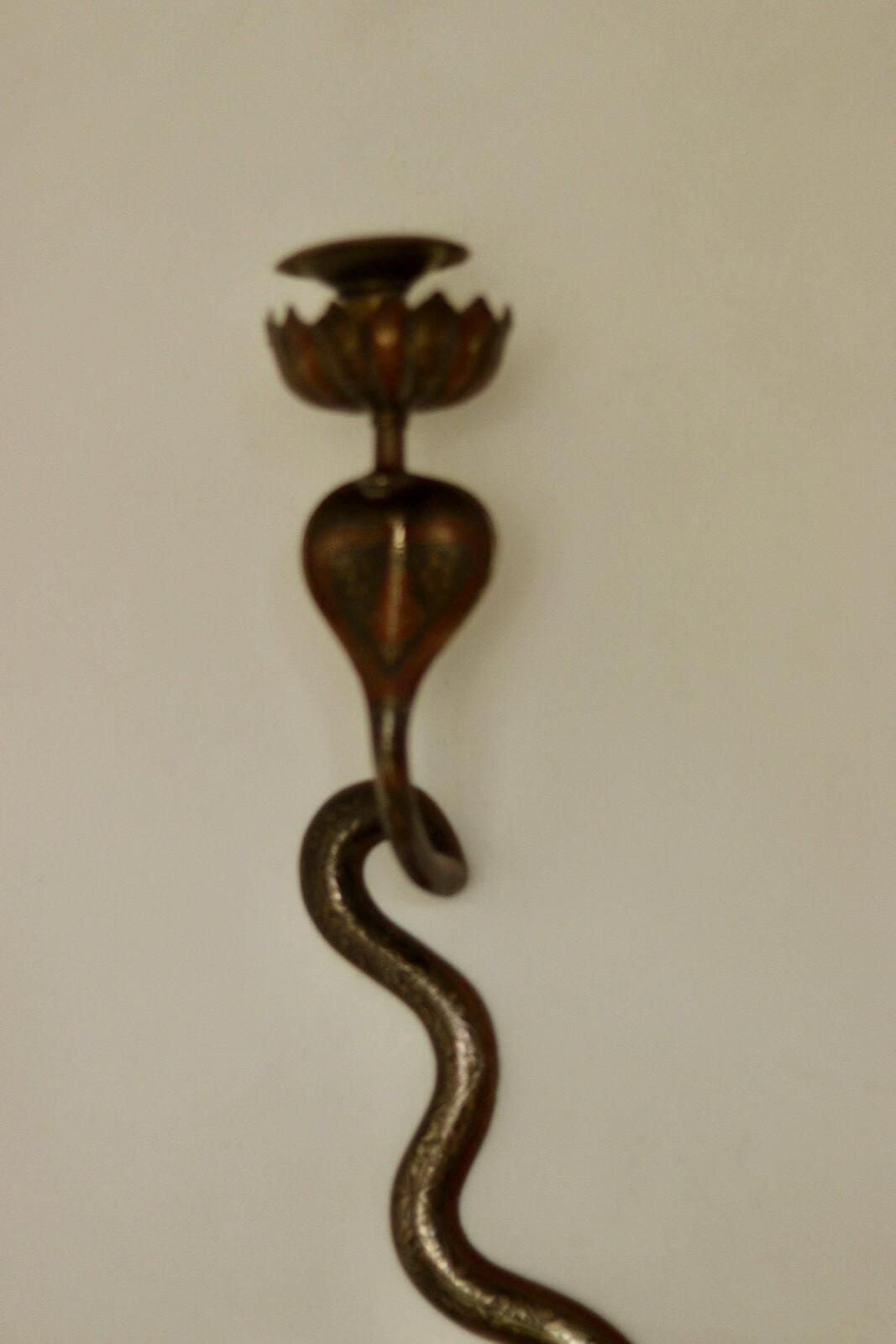 Home Decor Pair Of Egyptian Revival Style Engraved Brass Cobra Sconces photo
