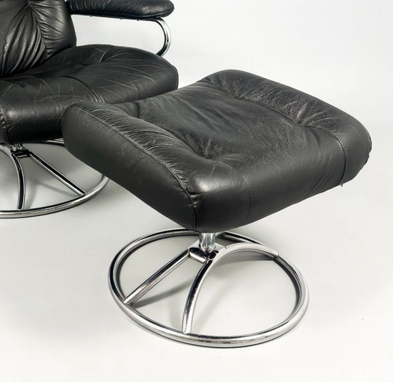 Vintage Retro Ekornes Stressless Reclining Lounge Chair & Stool 1970,S photo buy