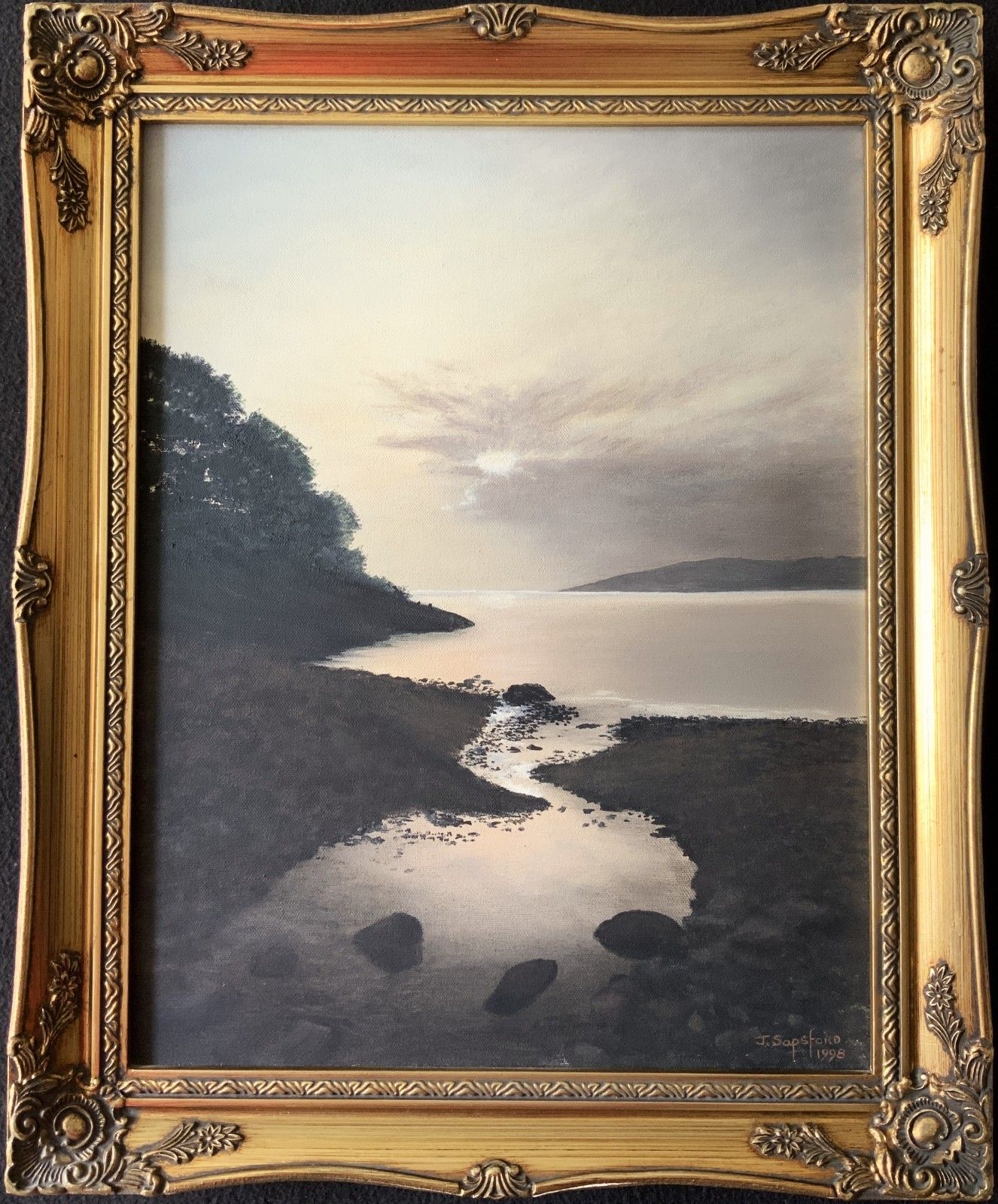 Stunning Isle Of Bute Acrylic Painting Scottish Landscape Moonlit Loch