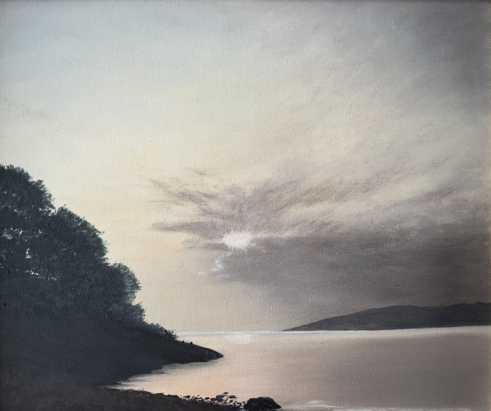 Stunning Isle Of Bute Acrylic Painting Scottish Landscape Moonlit Loch photo 299.0