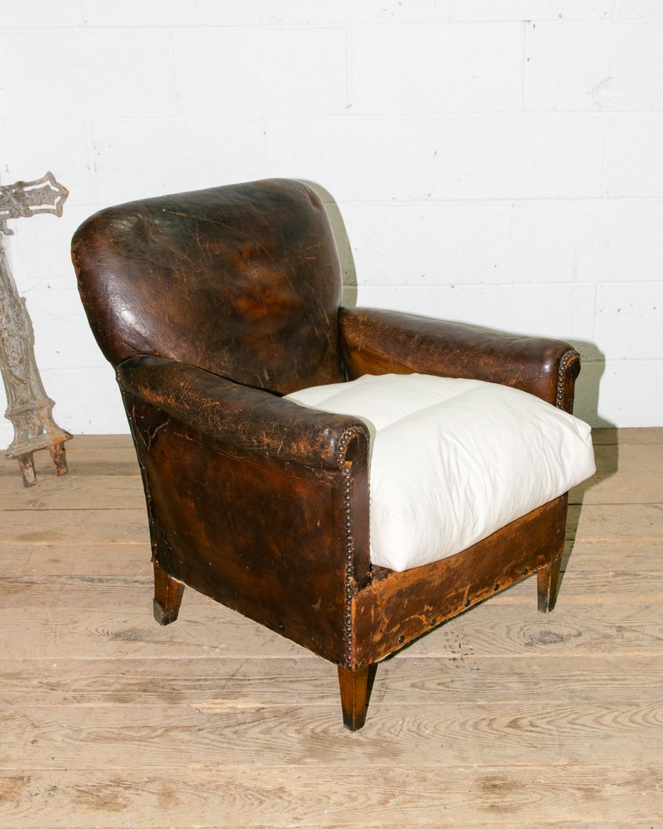 Leather Club Armchair, 1920s, Vintage photo for sale