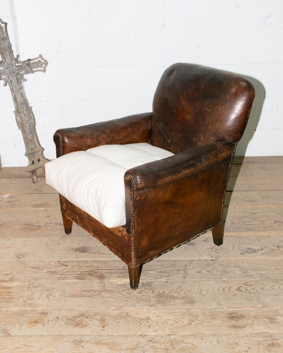 photo furniture Leather Club Armchair, 1920s, Vintage