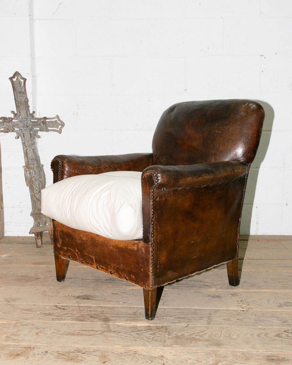photo for sale Leather Club Armchair, 1920s, Vintage