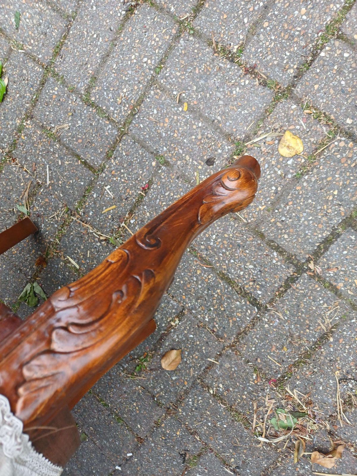 350.0 Pair Of Vintage Newly Upholstered Nursing Chairs Carved Hardwood Side Occasional Chairs photo