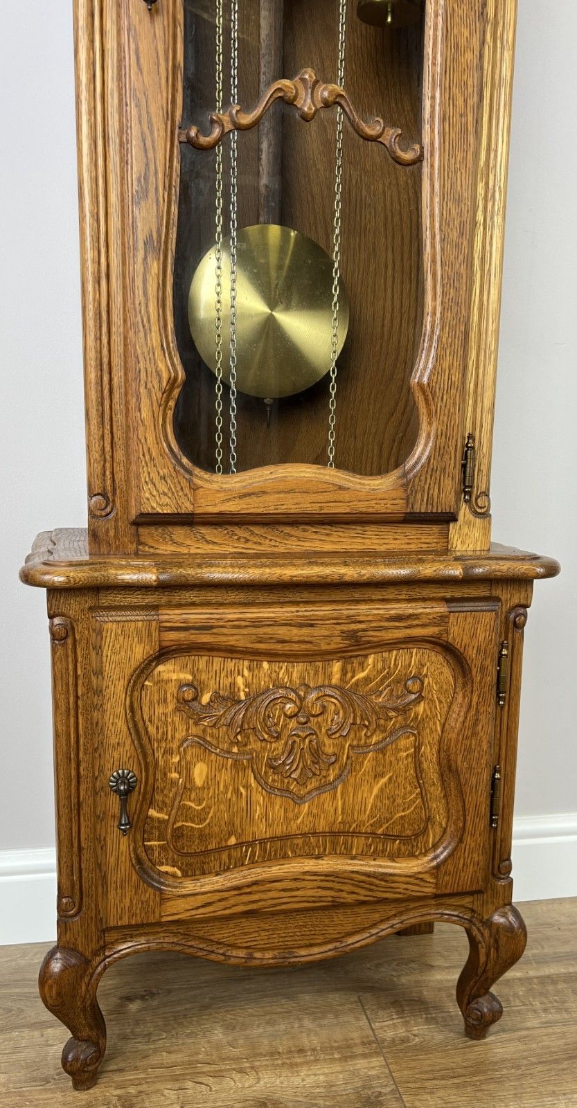 Grandfather Clock Vintage French Style Oak Carved Decorative Clock Lot 6096 photo buy