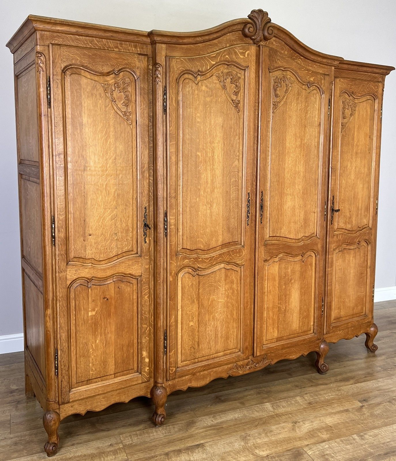 Wardrobe Vintage French Louis XVI Style Oak Four Door Carved Armoire Lot 6099 photo furniture
