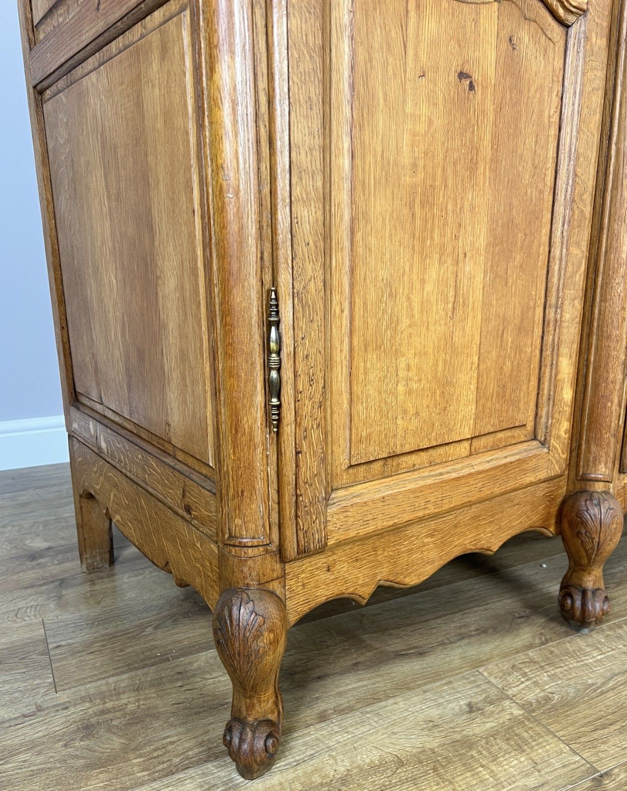 Furniture Wardrobe Vintage French Louis XVI Style Oak Four Door Carved Armoire Lot 6099 photo