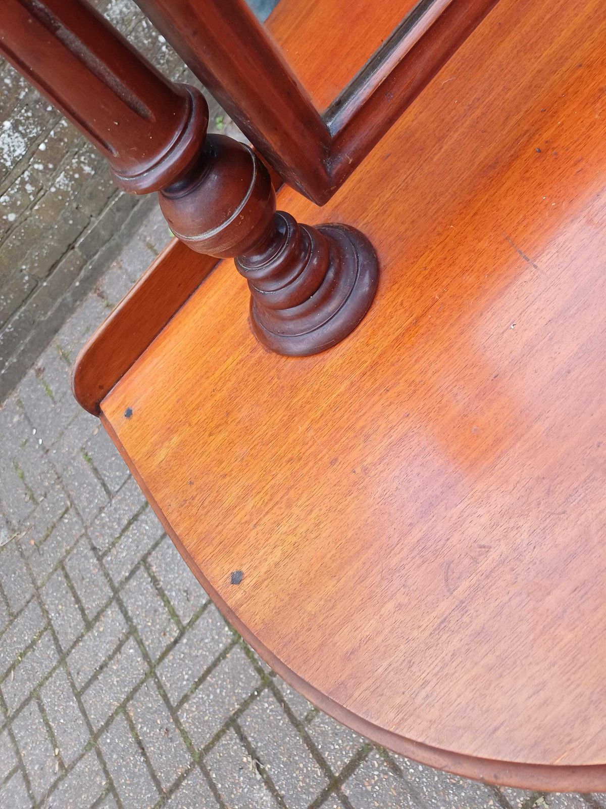 photo for sale Antique Victorian Mahogany Duchess Dressing Table Swivel Mirror Vanity Carved Turned Base 19th Century