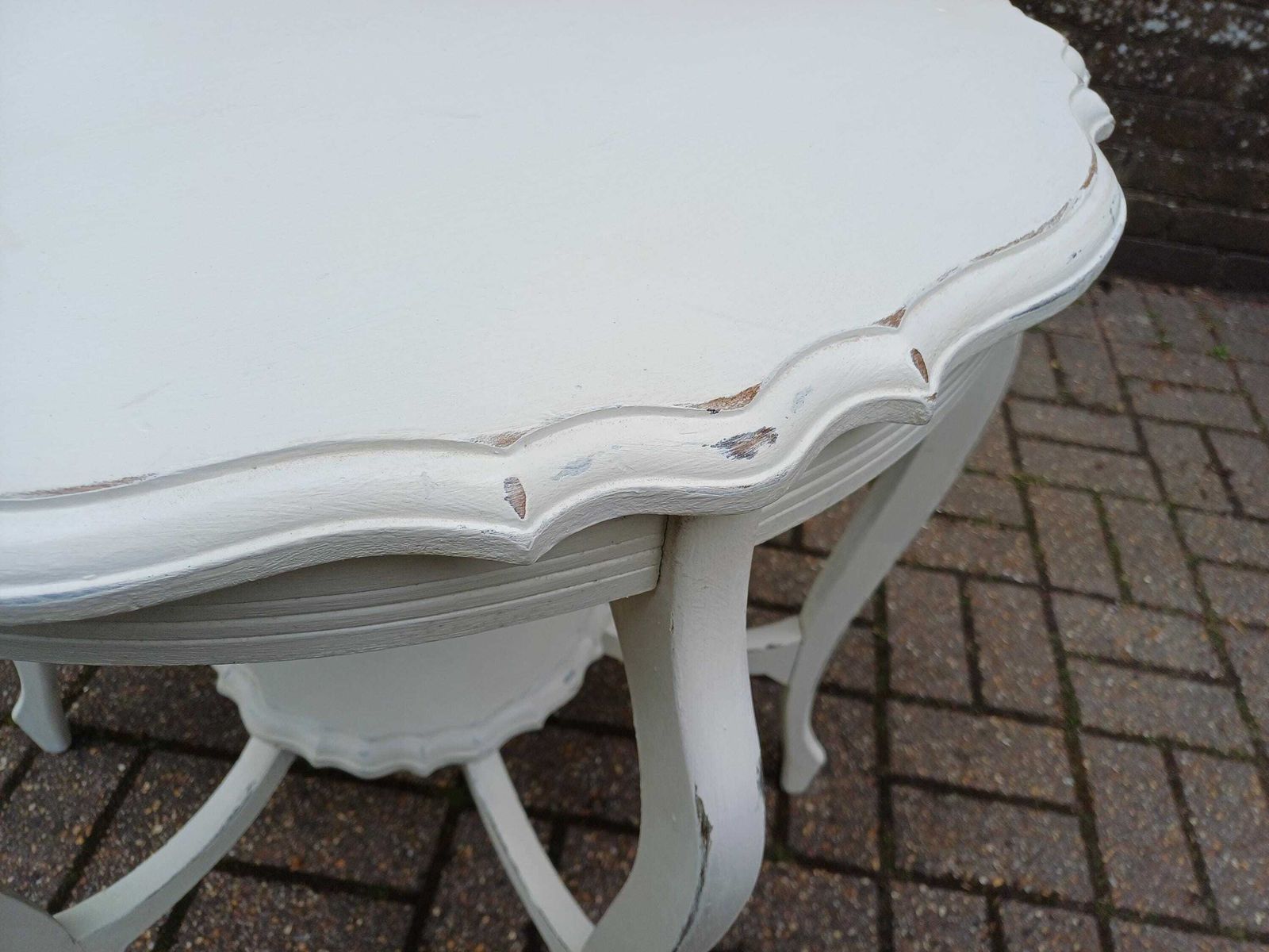 Large Antique Victorian Painted Occasional Table Farrow & Ball Wimborne White Shabby Chic Circular Side Table photo furniture
