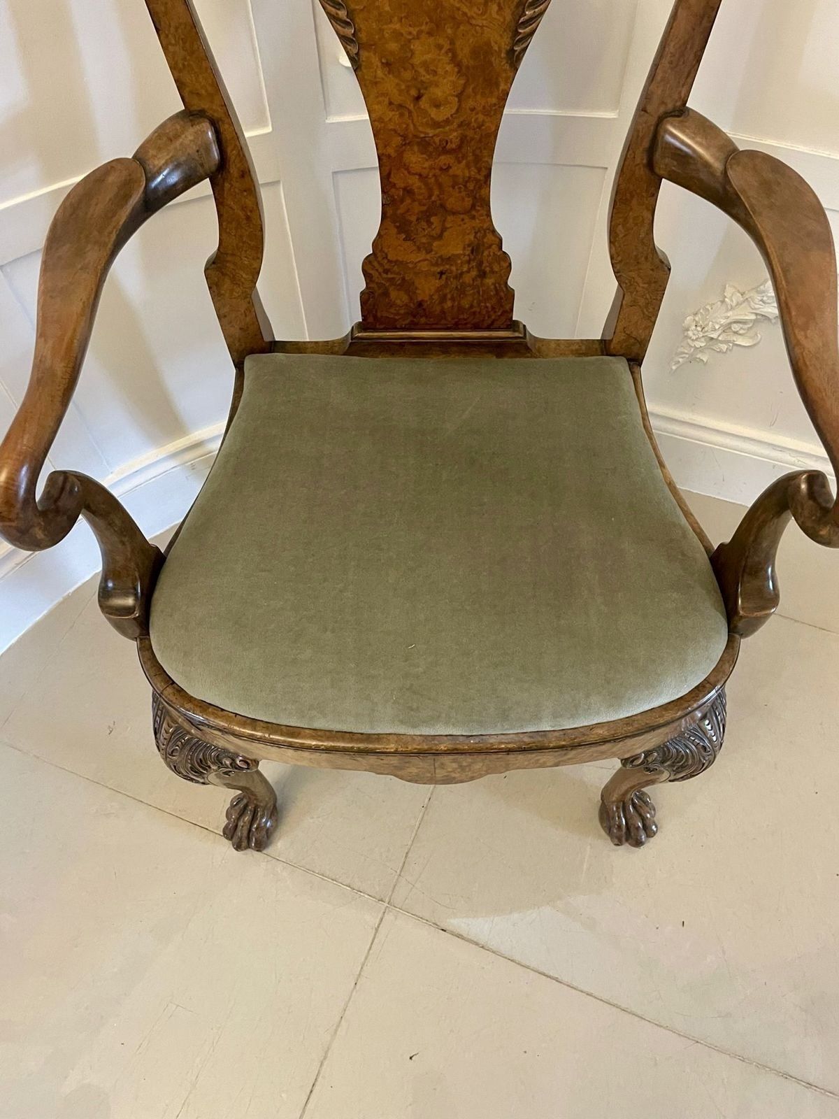 Superb Quality Antique 19th Century Burr And Carved Walnut Desk Chair photo 1395.0