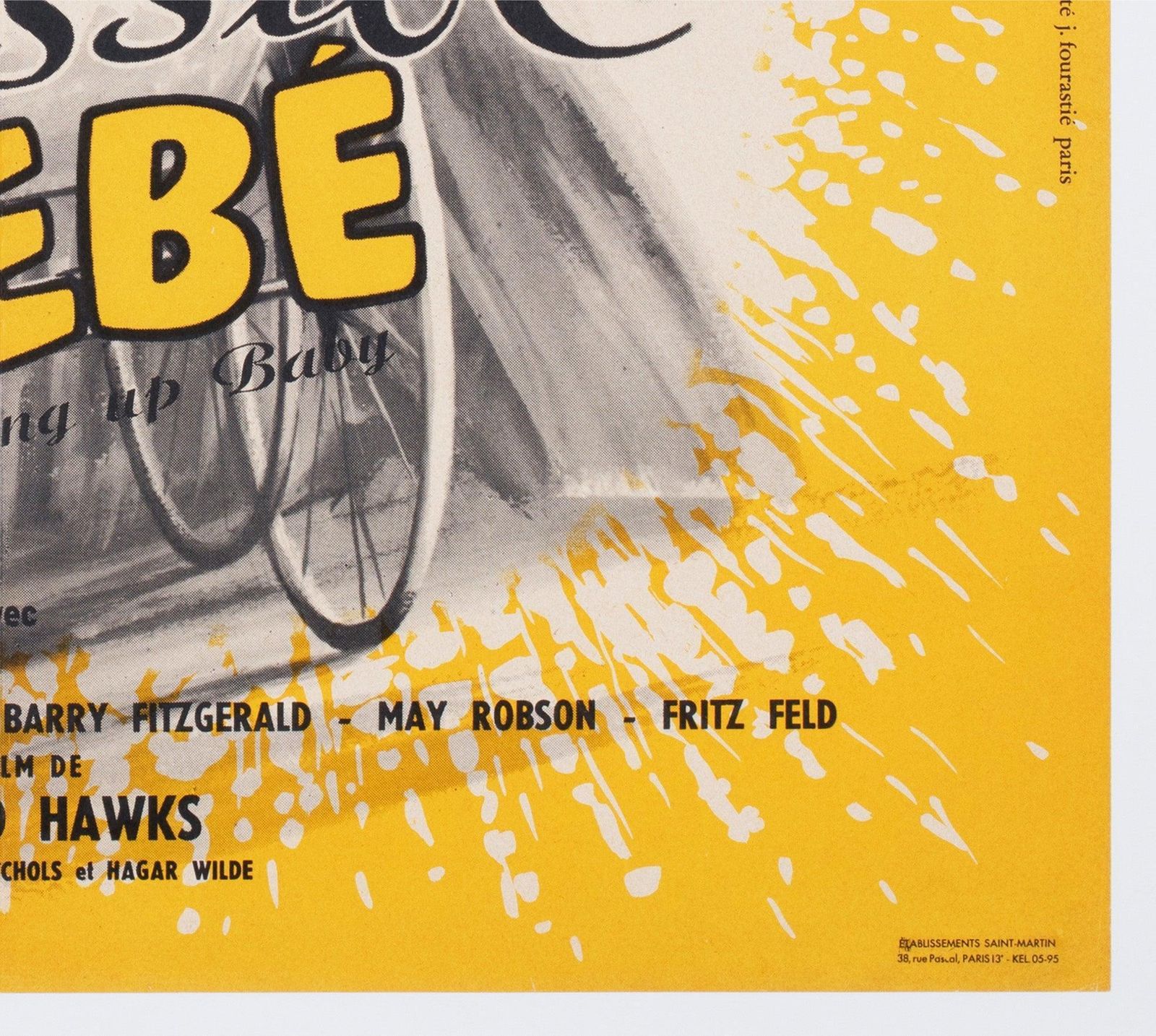 Bringing Up Baby R1950s French Moyenne Film Poster, Jean Mascii photo vintage