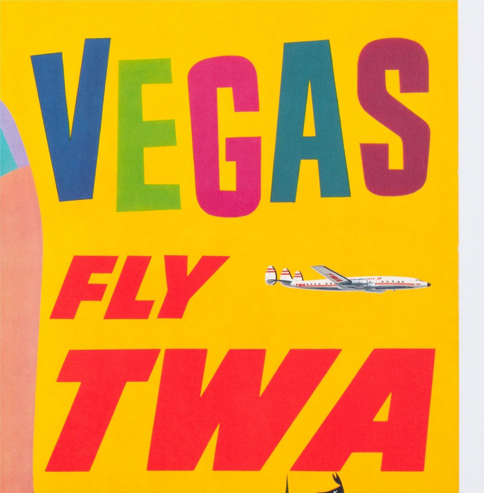 Twa Las Vegas 1950s Airline Travel Advertising Poster, David Klein photo vinterior