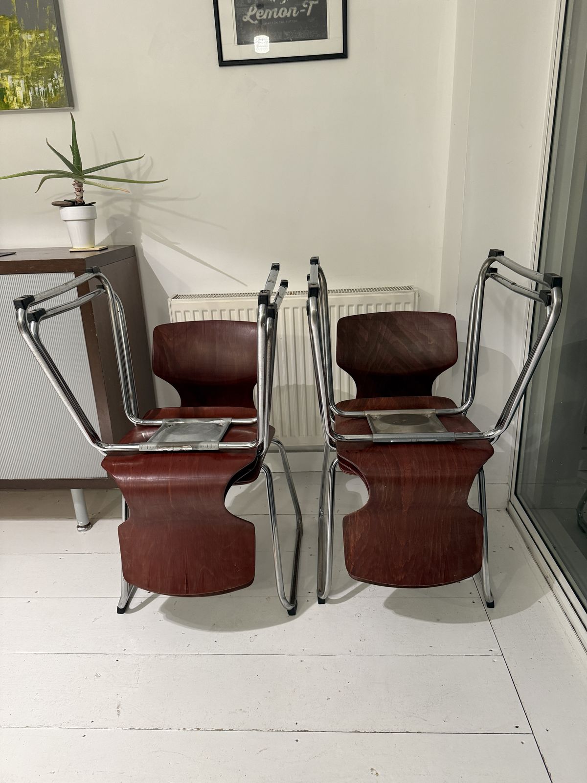 Set Of 6 Vintage Flötotto Pagholz Chrome Sled Dining Chairs, Germany, Late 1960s–Early 1970s photo Furniture