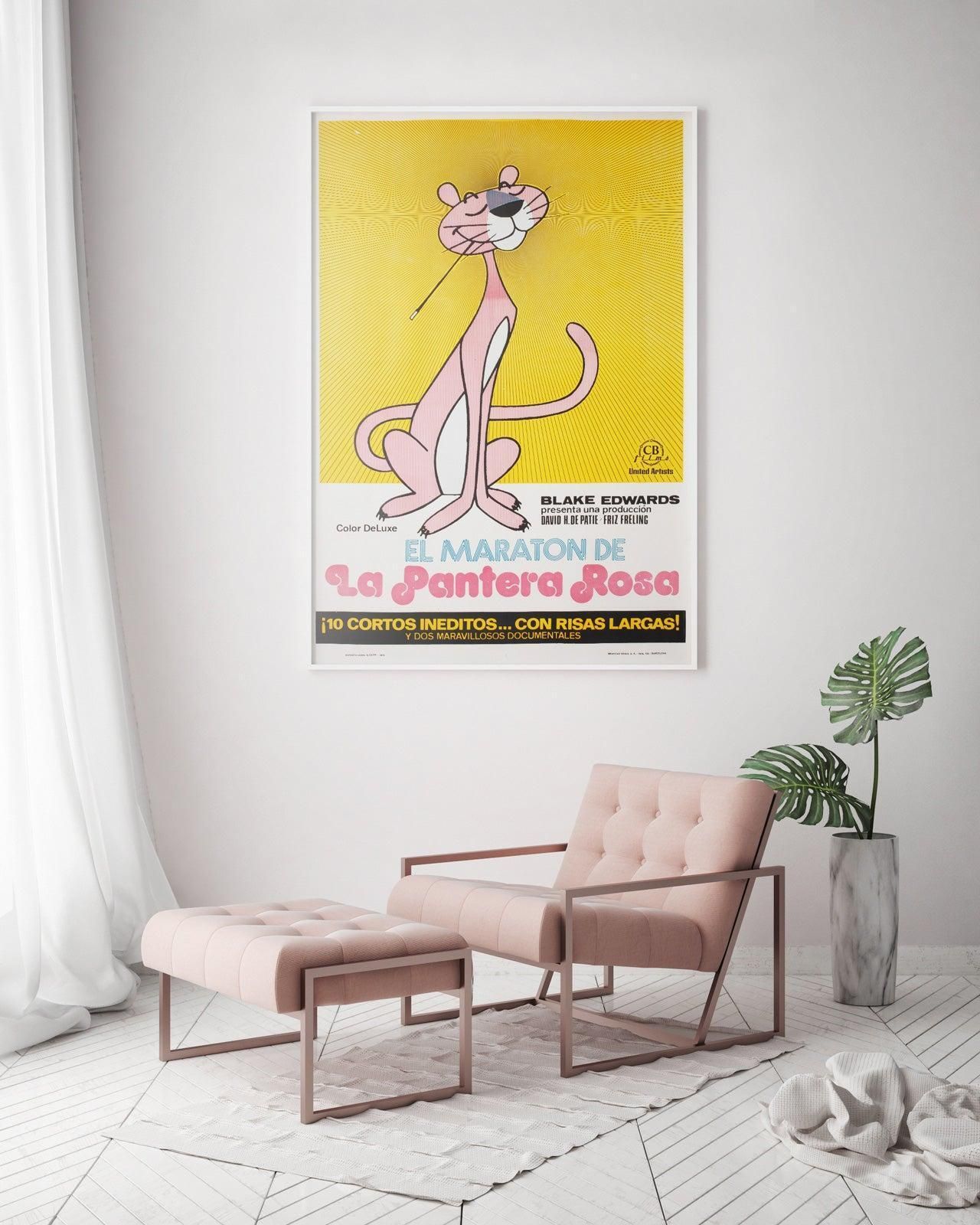The Pink Panther Marathon 1974 Spanish Film Poster photo furniture