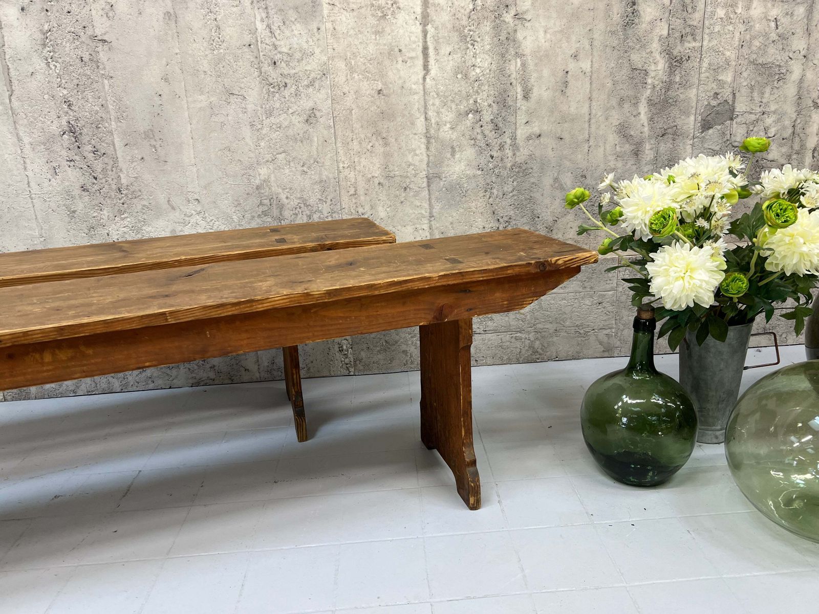 Pair Of Pitch Pine Vineyard Nearly 3m Long Benches photo furniture