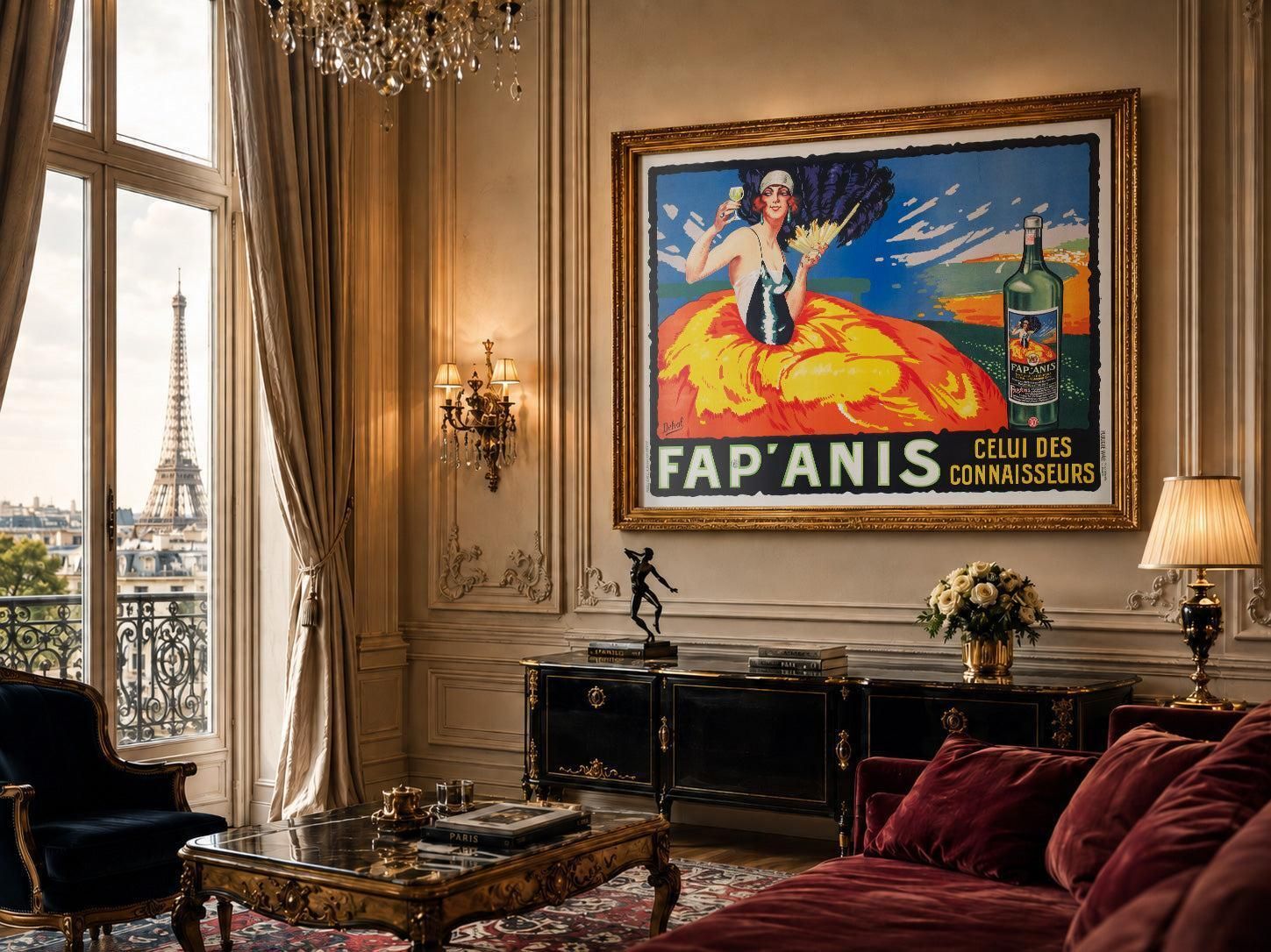 Fap Anis 1935 French Alcohol Advertising Poster, Delval photo furniture