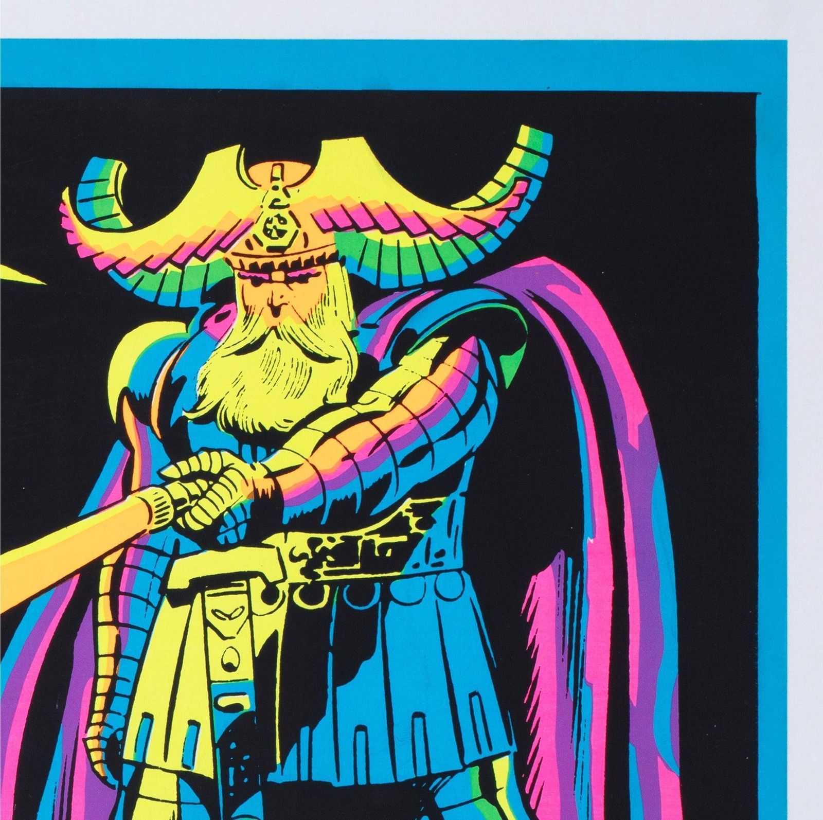 Marvel 1971 Blacklight No4010 Odin And Hela Poster, Jack Kirby photo 1593.0