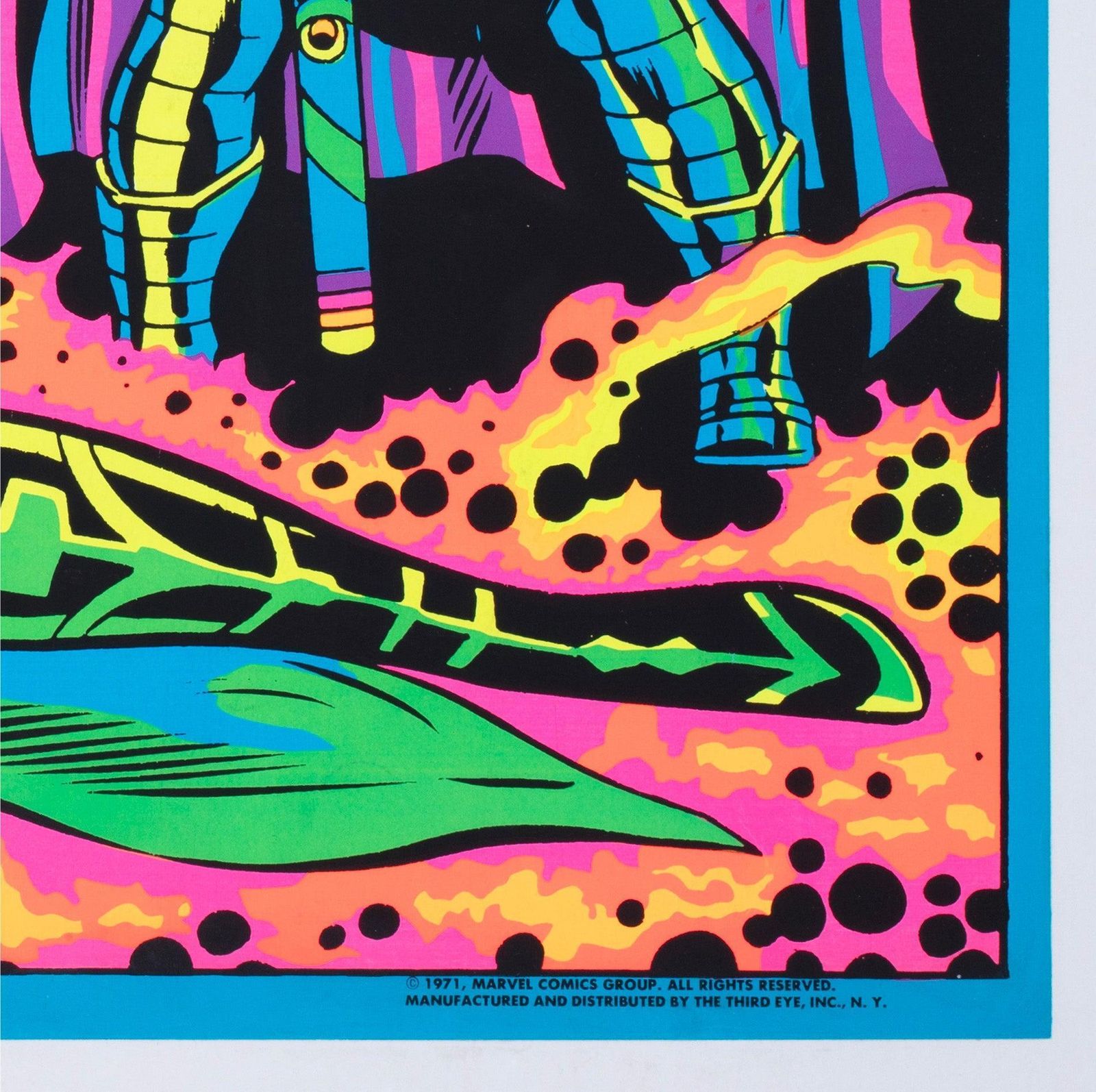 Marvel 1971 Blacklight No4010 Odin And Hela Poster, Jack Kirby photo vintage